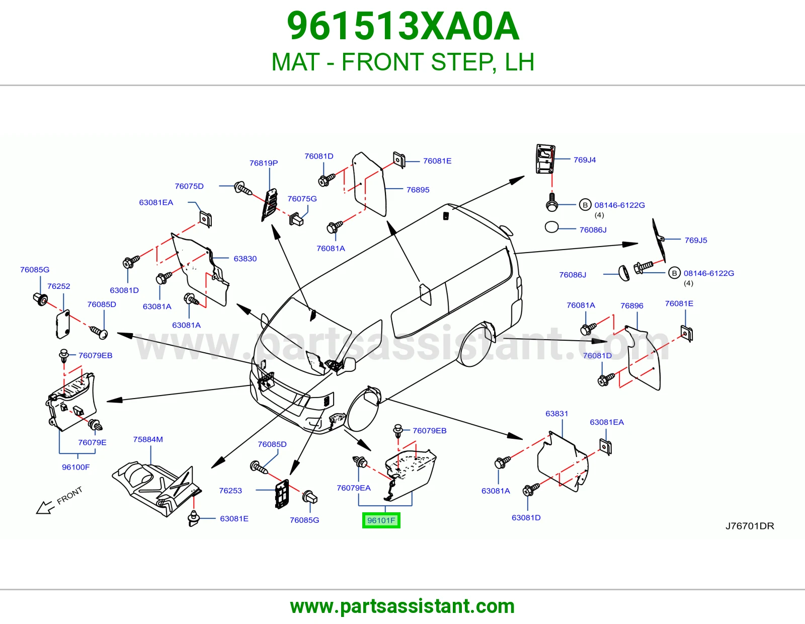 فرشة درجة أمامية يسار 961513XA0A