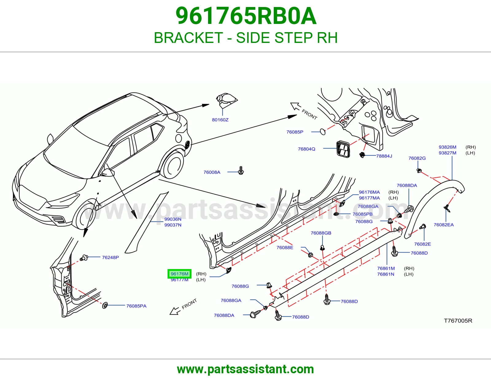 قاعدة دعسة جانبية يمين 961765RB0A