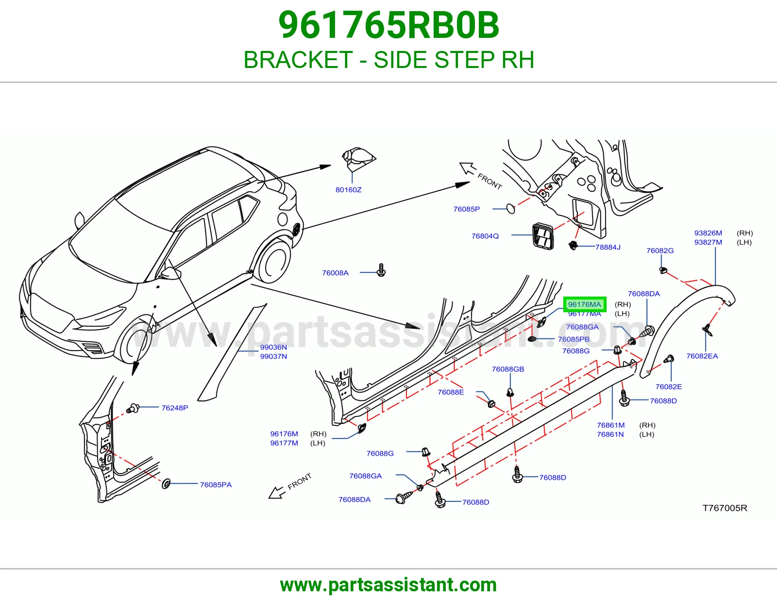 قاعدة دعسة جانبية يمين 961765RB0B
