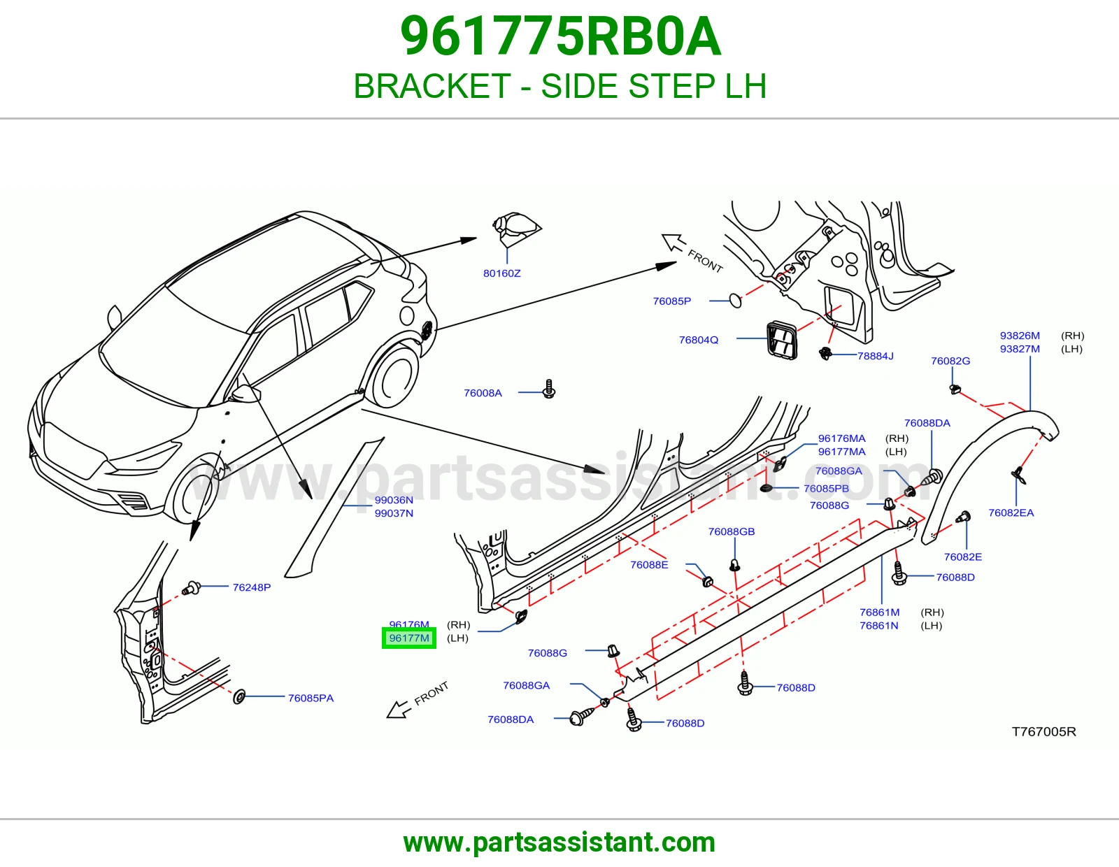 قاعدة دعسة جانبية يسار 961775RB0A