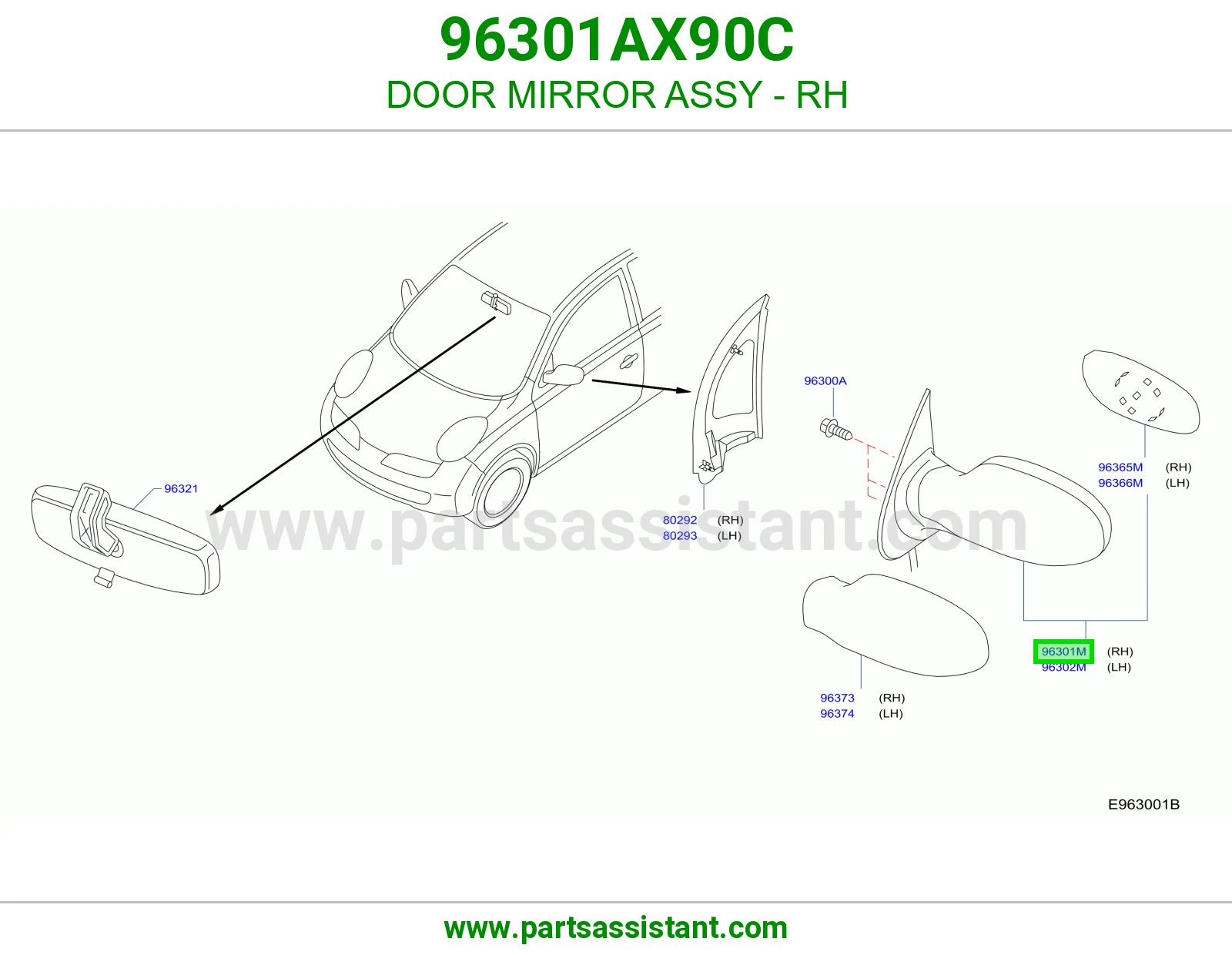 مرايه جانبيه امامي يمين 96301AX90C
