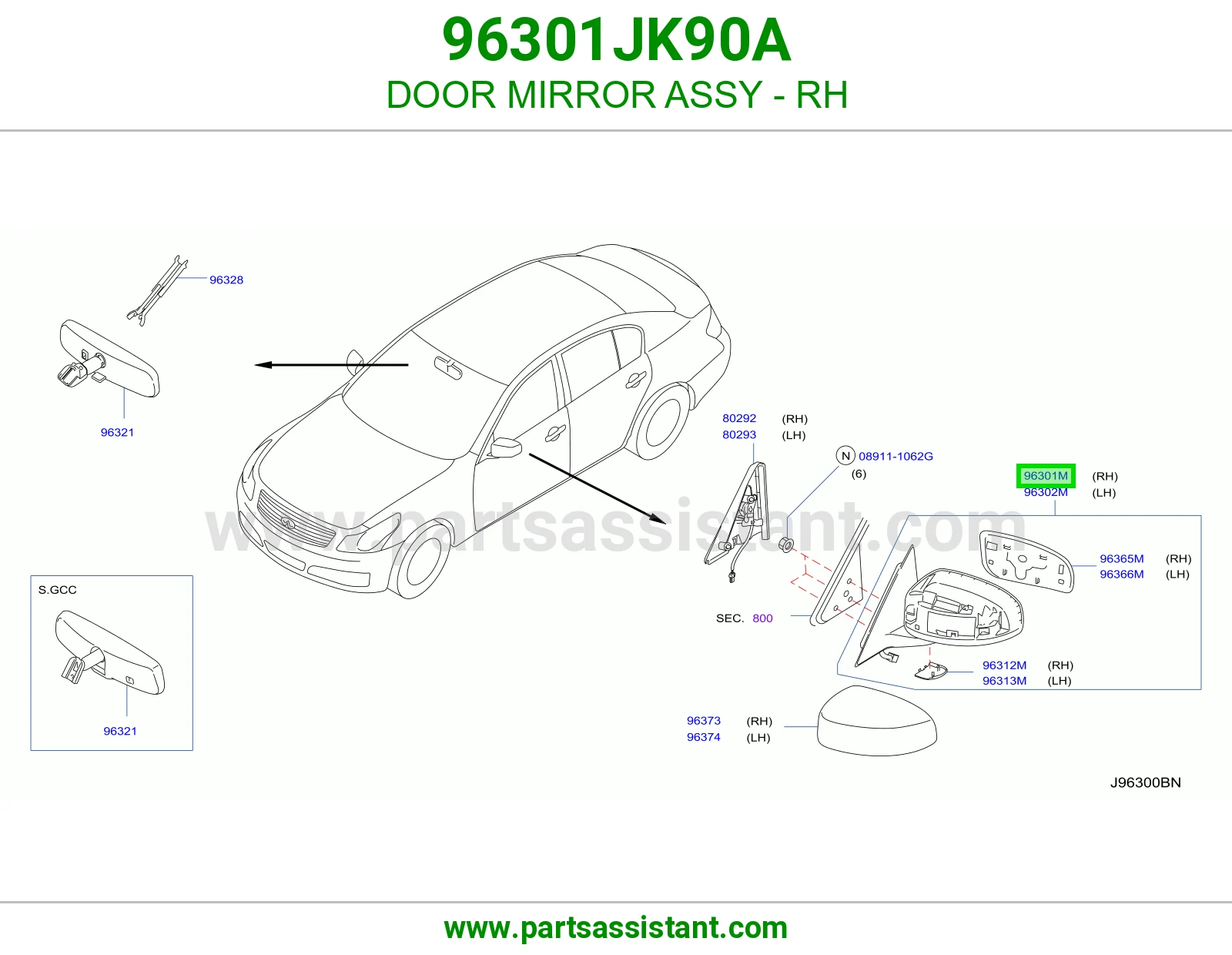 مرايه جانبيه امامي يمين 96301JK90A