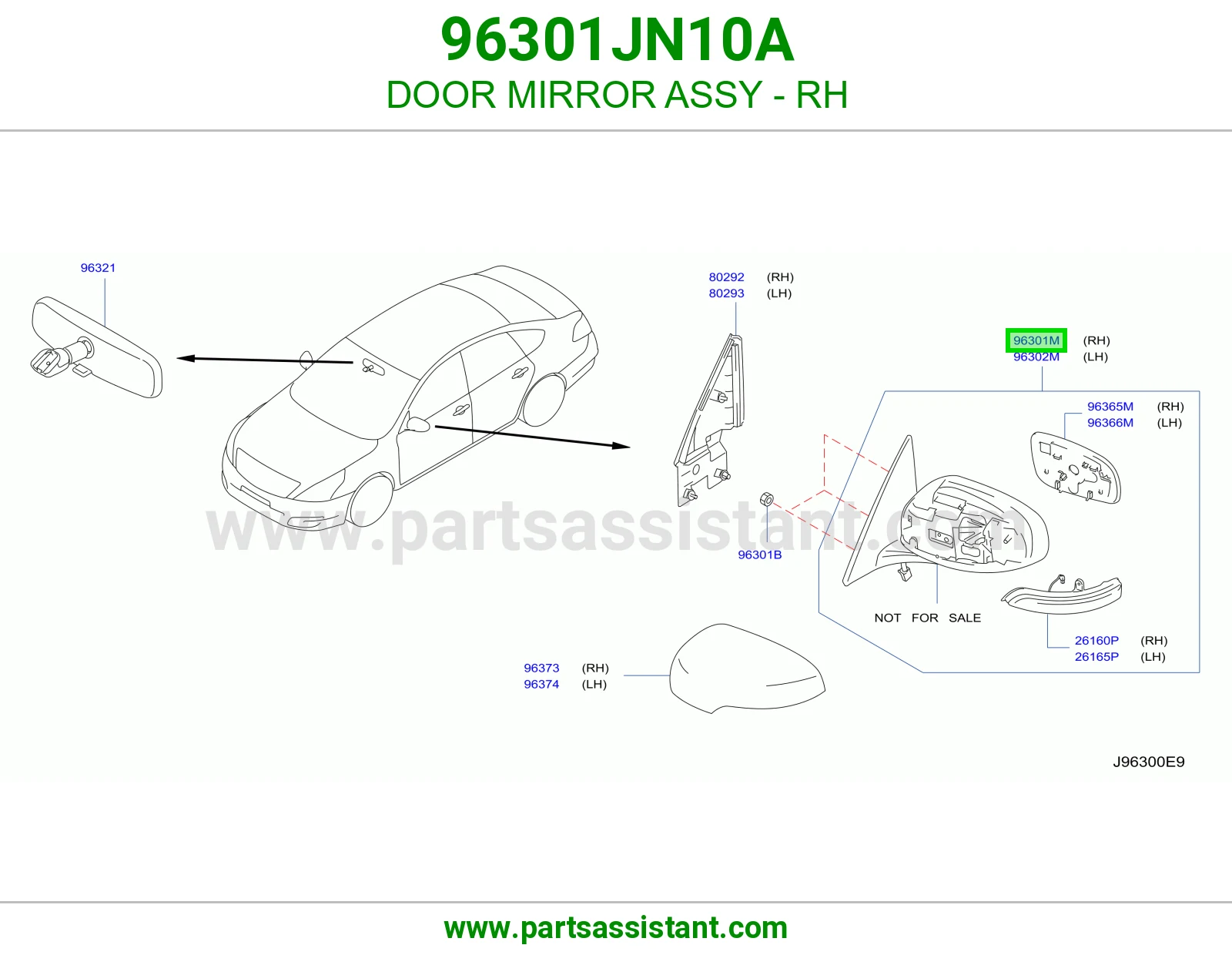 مرايه جانبيه امامي يمين 96301JN10A