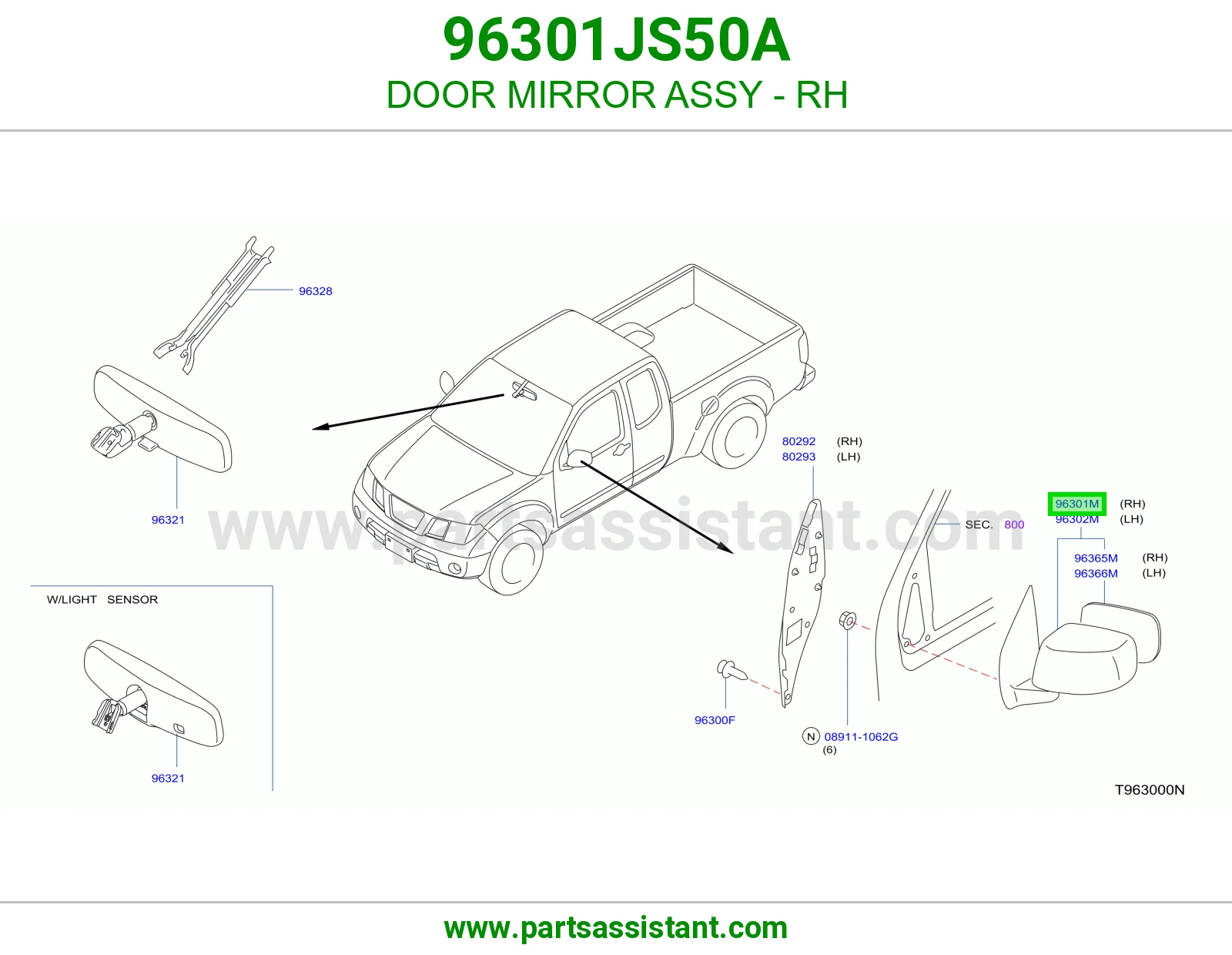مرايه جانبيه امامي يمين 96301JS50A