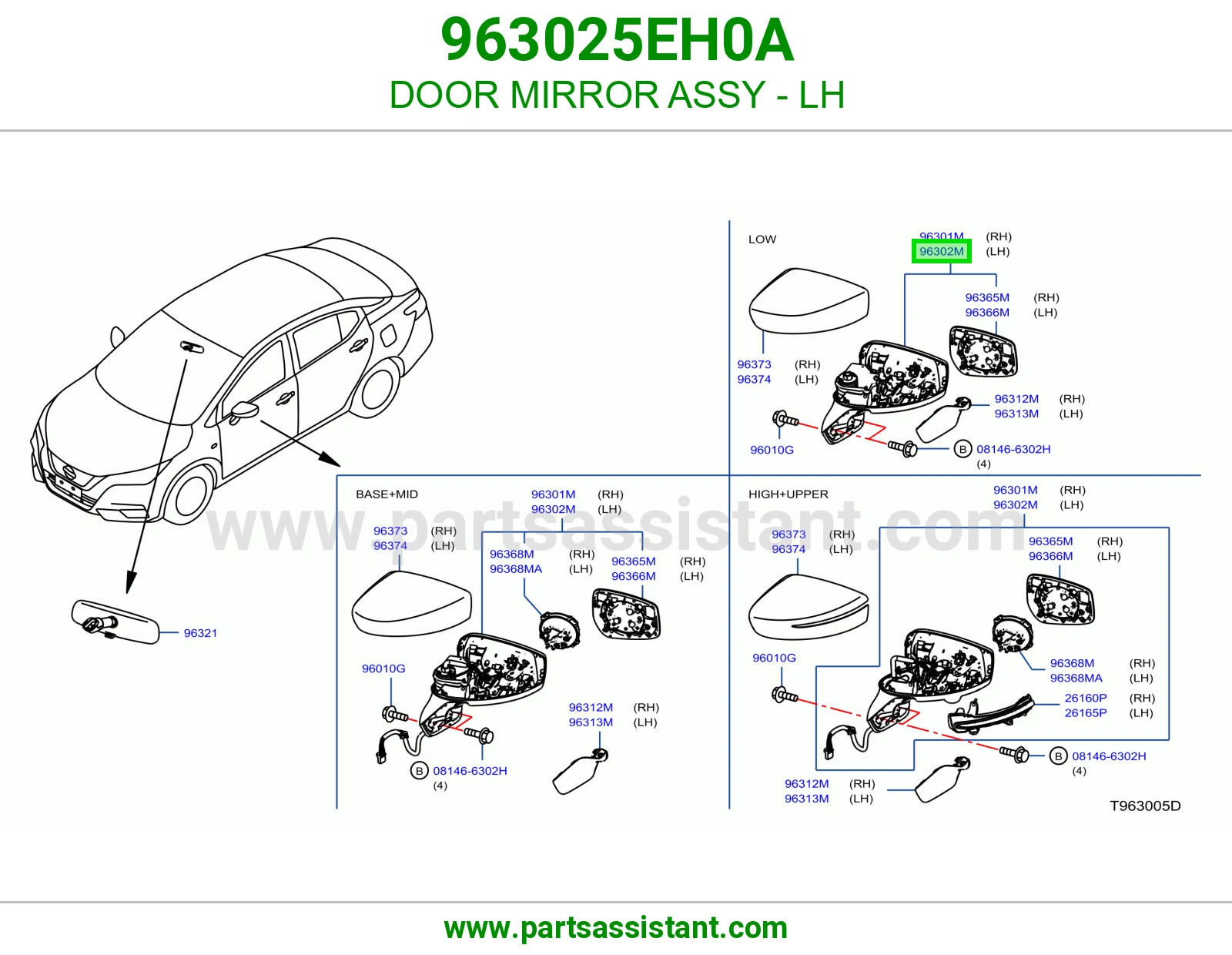 DOOR MIRROR ASSY - LH 963025EH0A