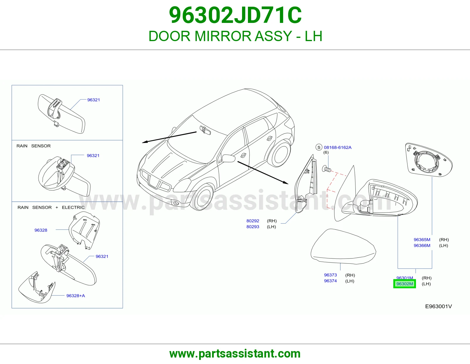 DOOR MIRROR ASSY - LH 96302JD71C