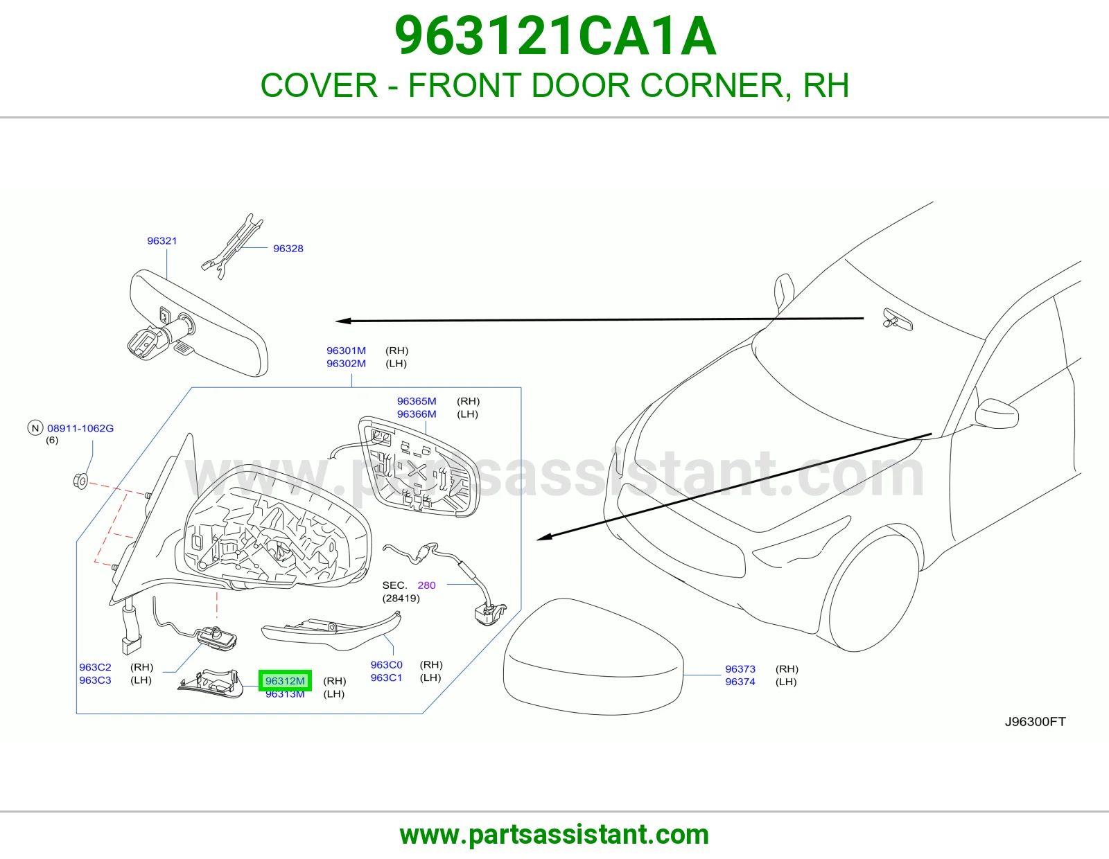 غطاء ركن باب أمامي يمين 963121CA1A