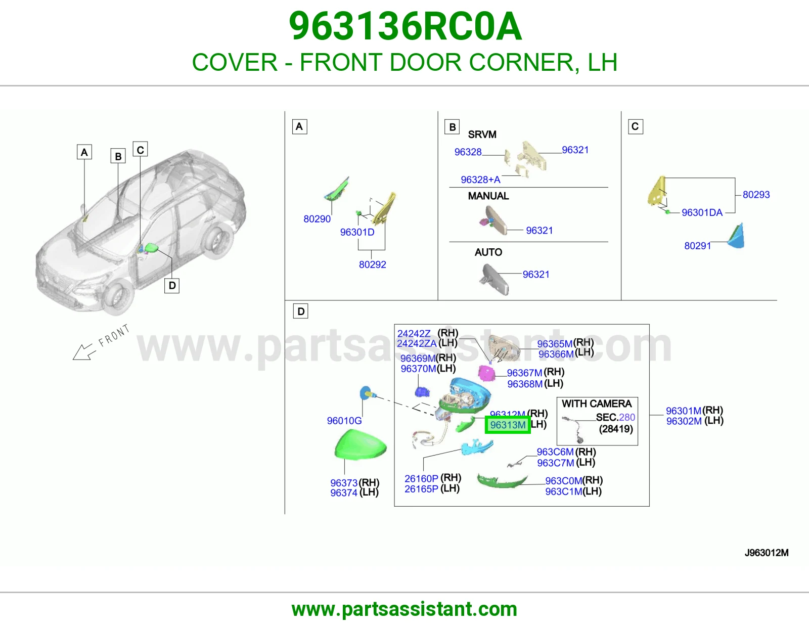 غطاء ركن باب أمامي يسار 963136RC0A