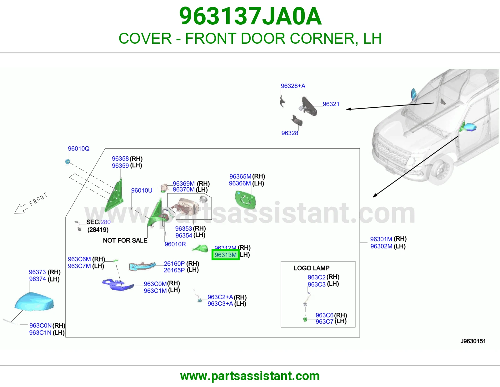 غطاء ركن باب أمامي يسار 963137JA0A