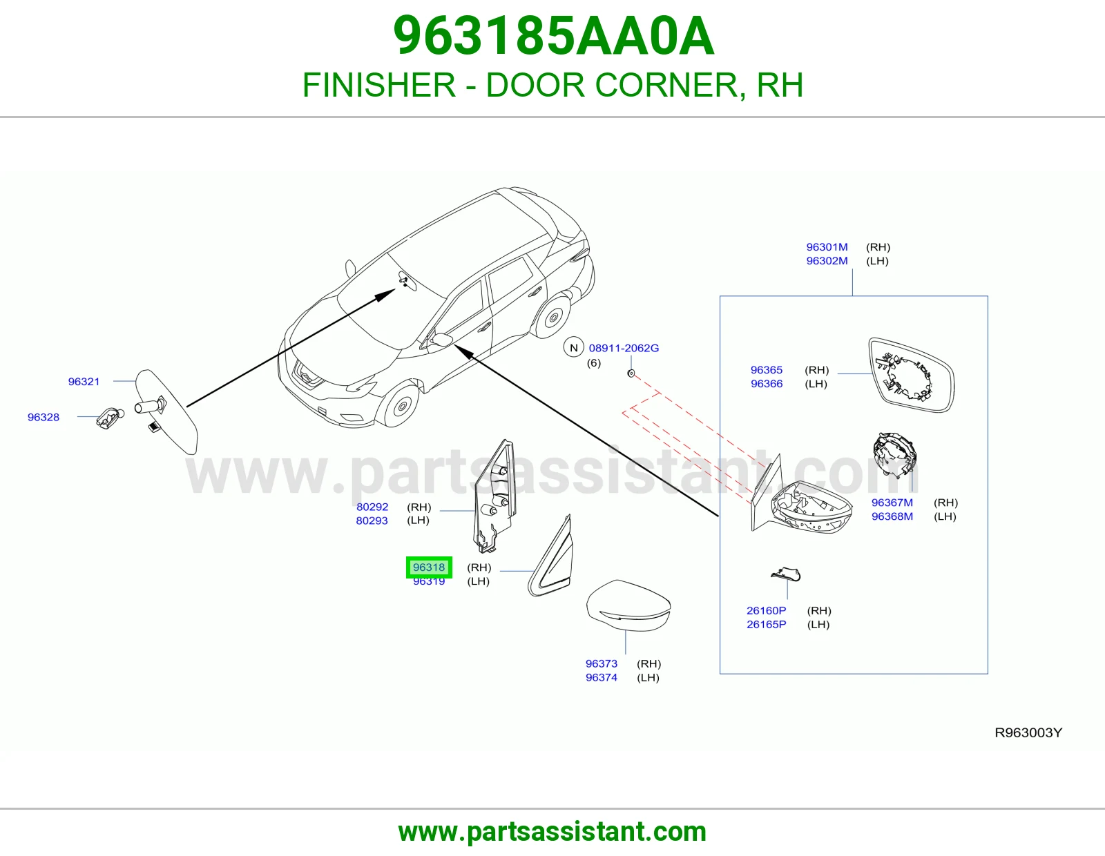 تلبيسة ركن باب يمين 963185AA0A