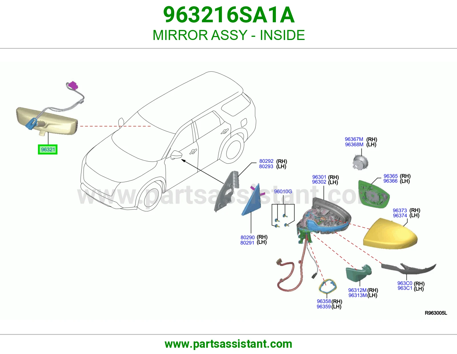مرايه داخليه 963216SA1A