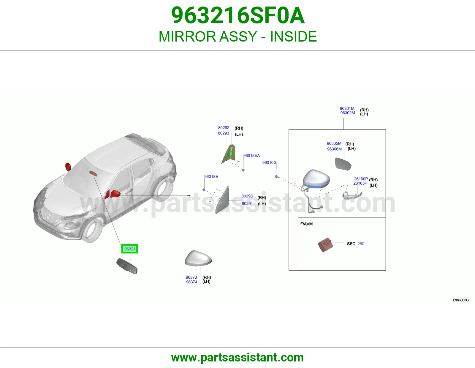 مرايه داخليه 963216SF0A