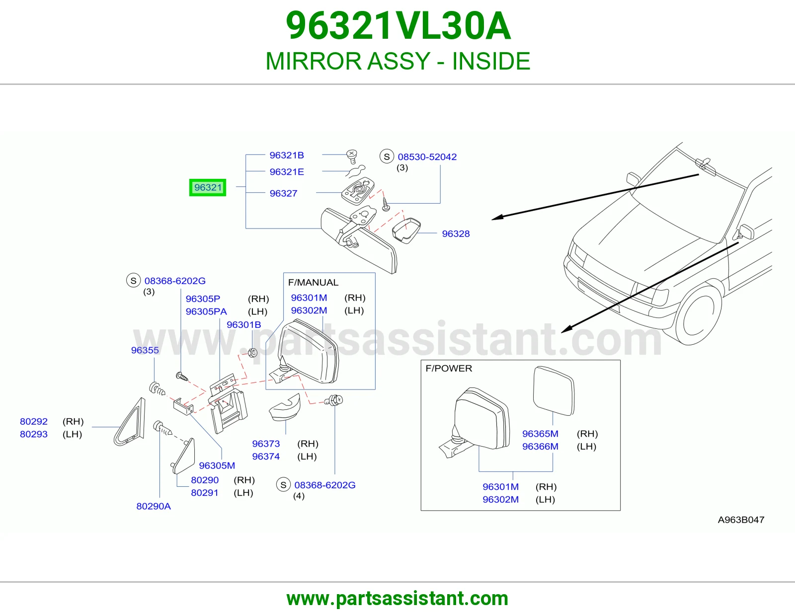 مرايه داخليه 96321VL30A