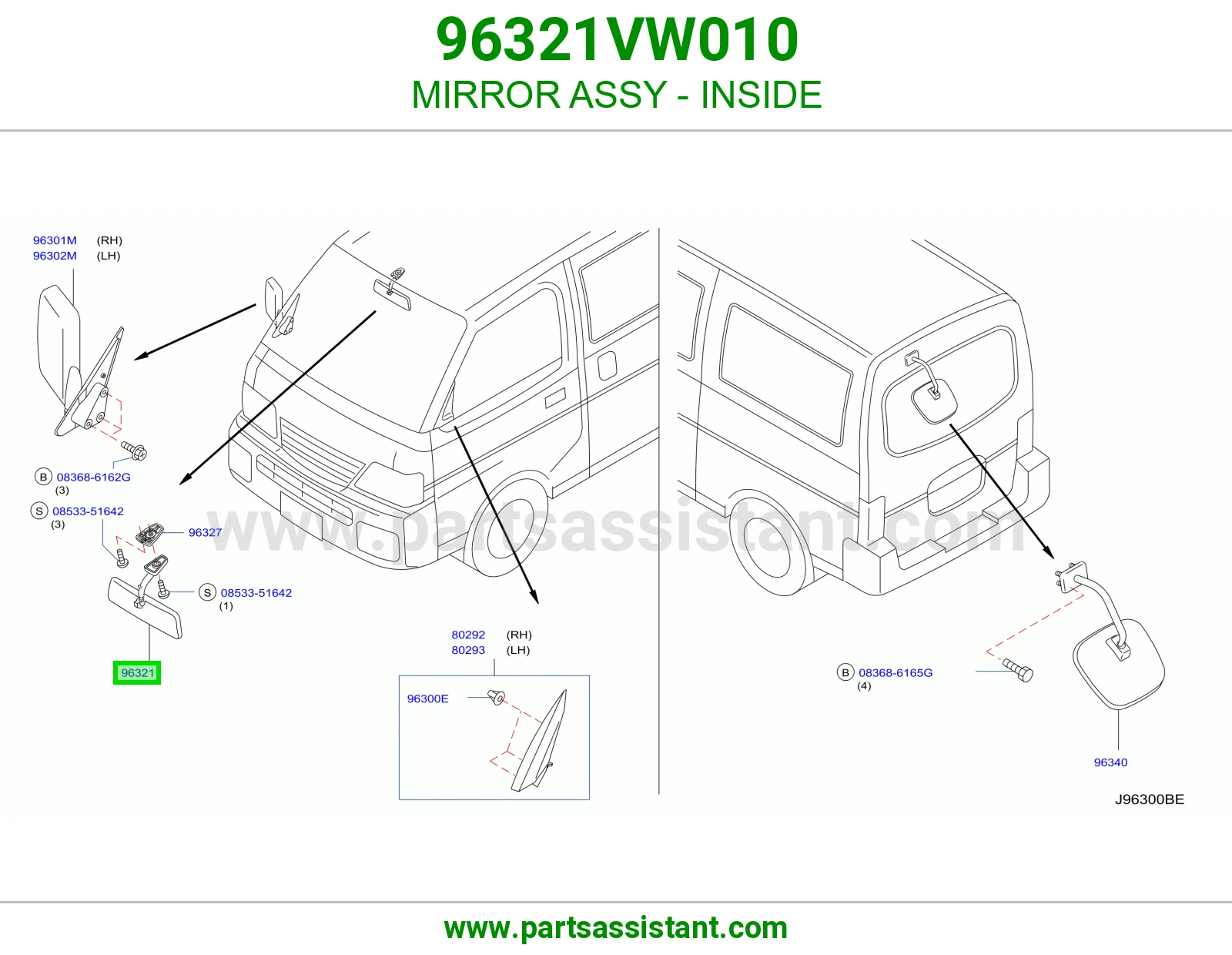 MIRROR ASSY - INSIDE 96321VW010