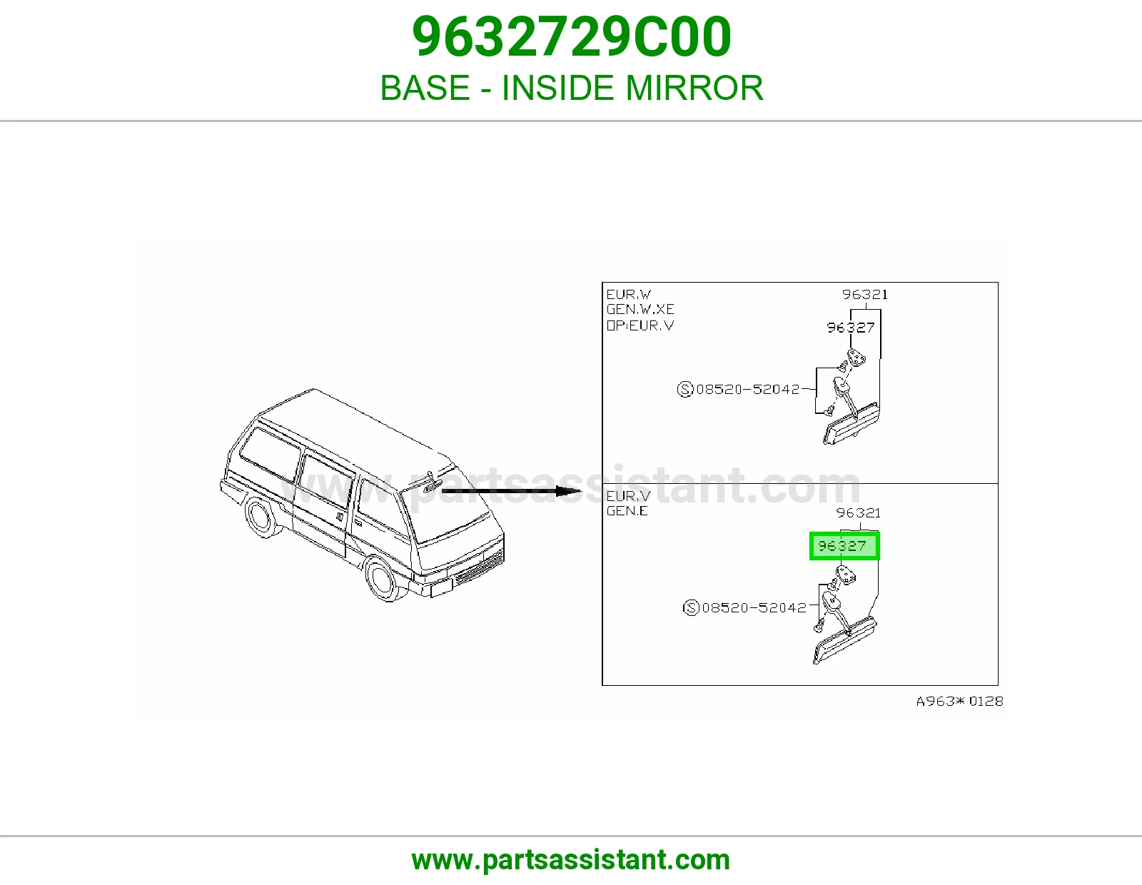 قاعدة مراية داخلية 9632729C00