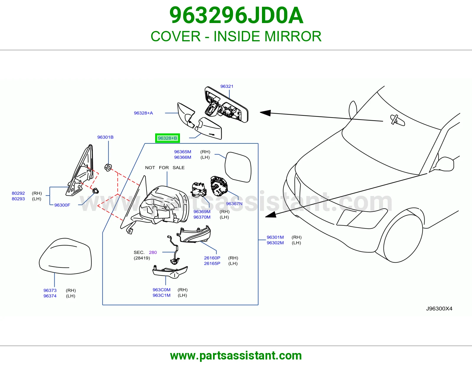 غطاء مراية داخلية 963296JD0A