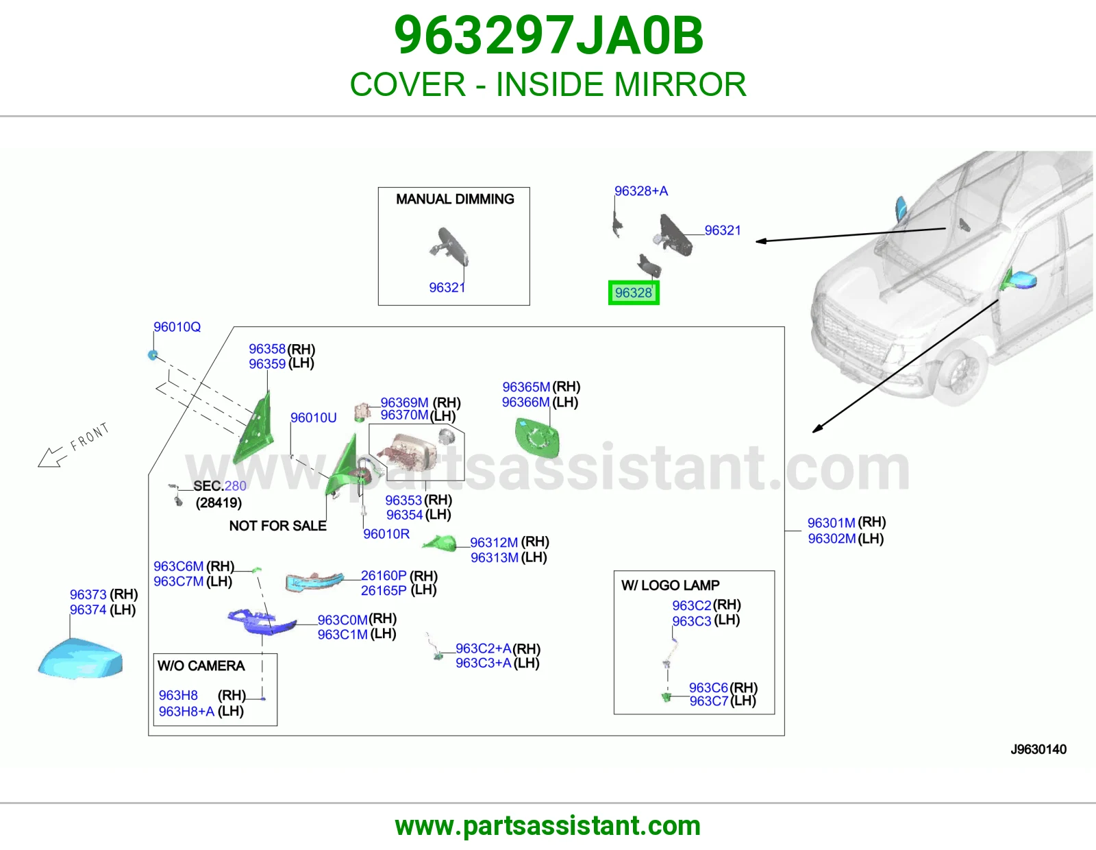 غطاء مراية داخلية 963297JA0B