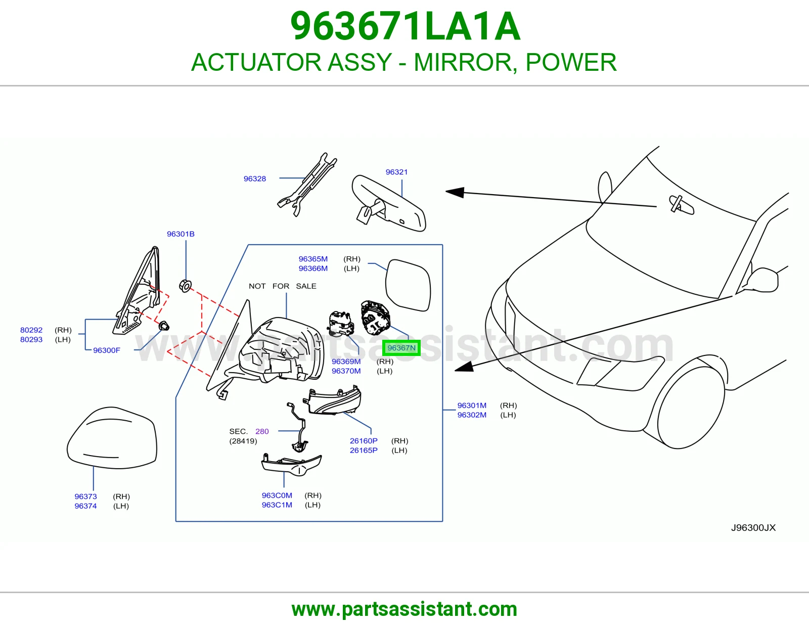 تمتيك مراية كهربائي كامل 963671LA1A