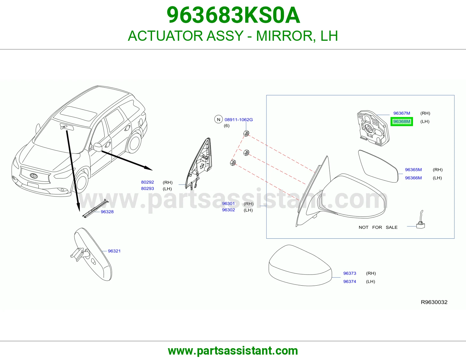 تمتيك مراية يسار كامل 963683KS0A