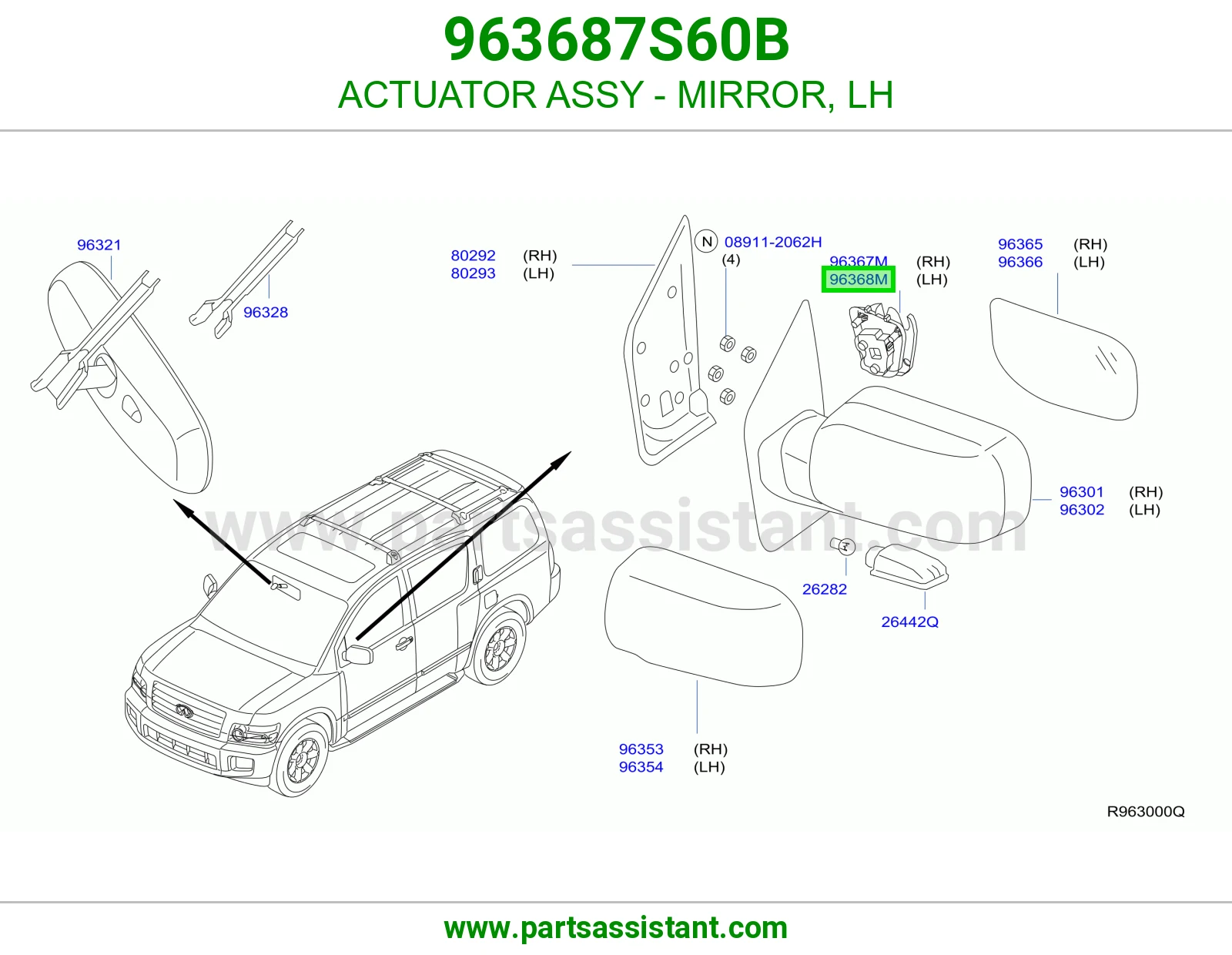 تمتيك مراية يسار كامل 963687S60B