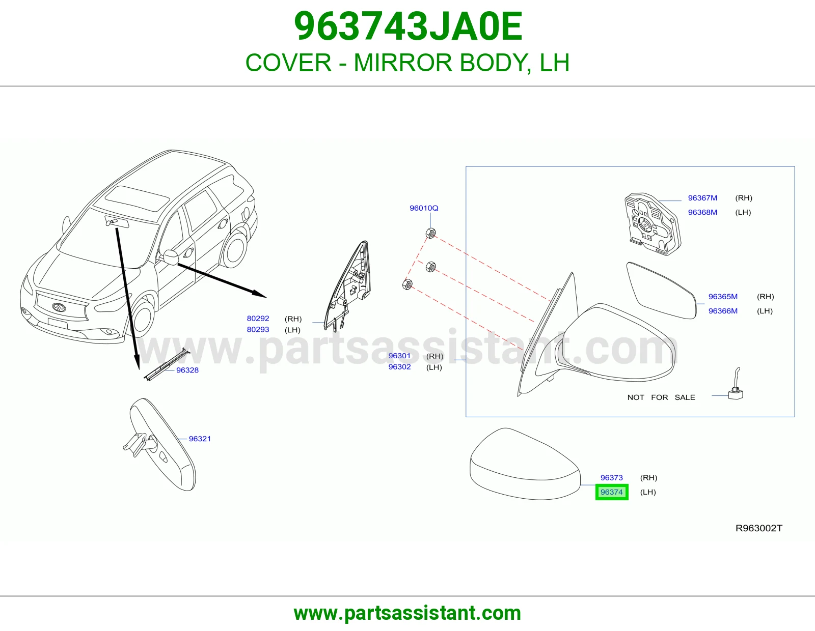 غطا مرايه امامي يسار 963743JA0E