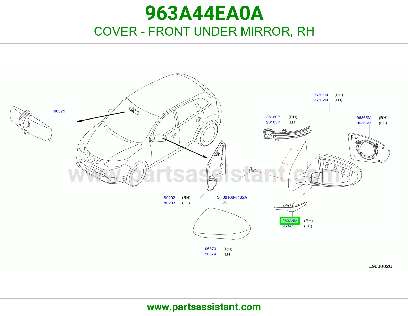 غطاء مراية أمامية تحت يمين 963A44EA0A