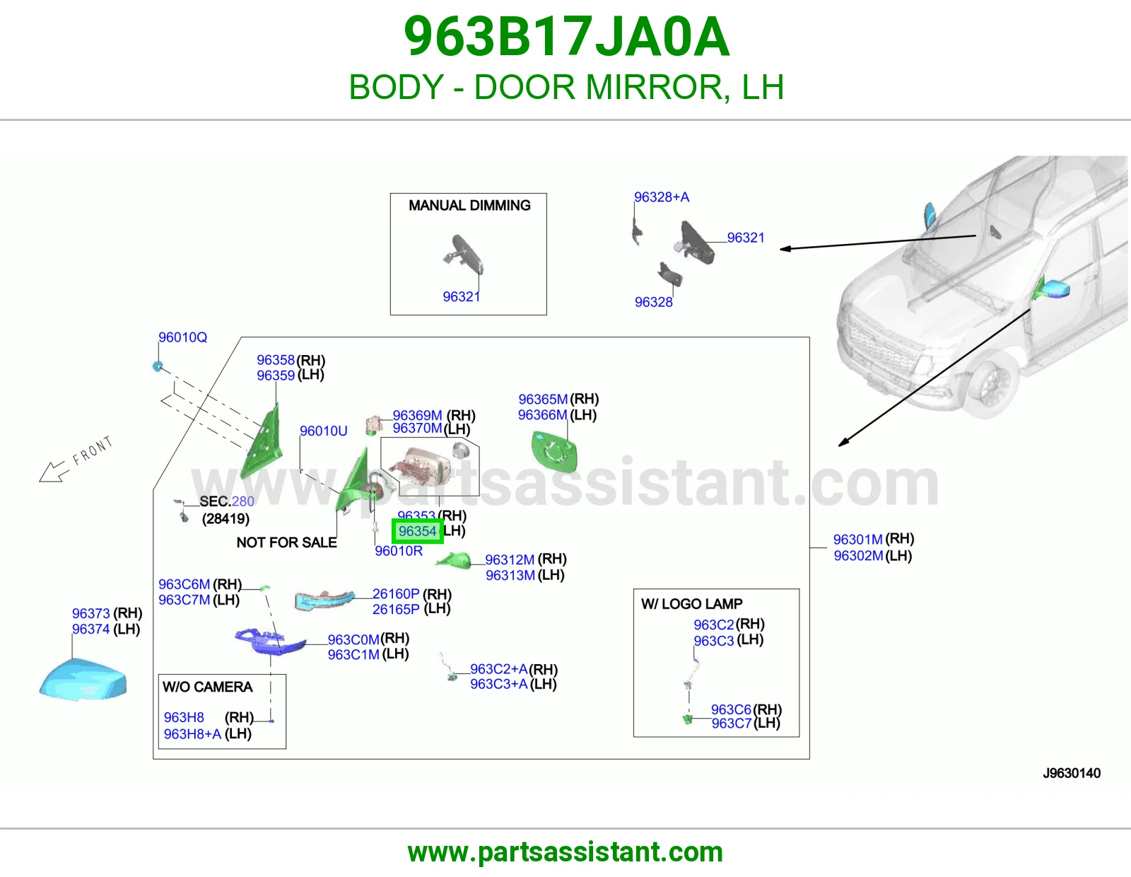 BODY - DOOR MIRROR, LH 963B17JA0A
