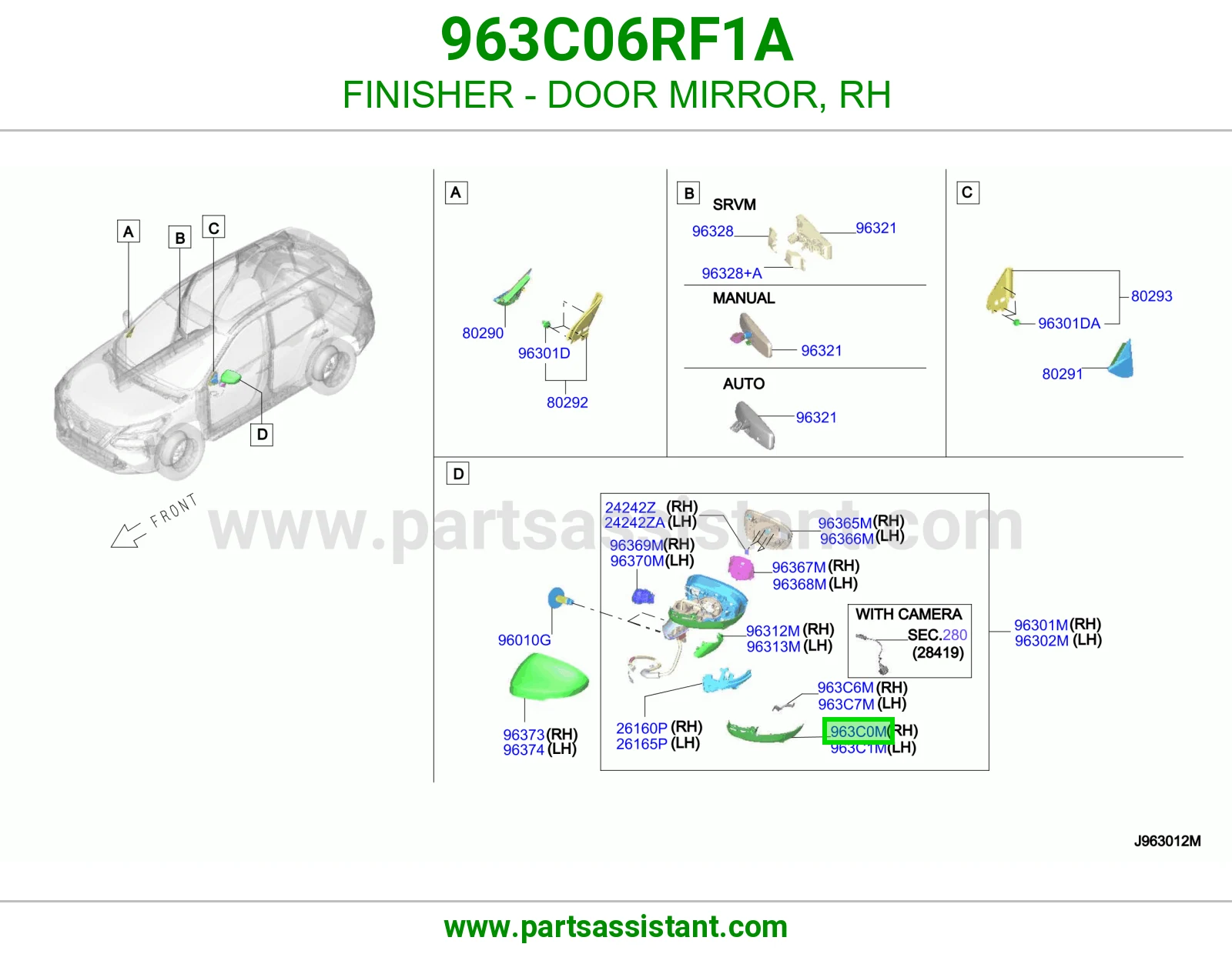غطا اشار مرايه امامي يمين 963C06RF1A