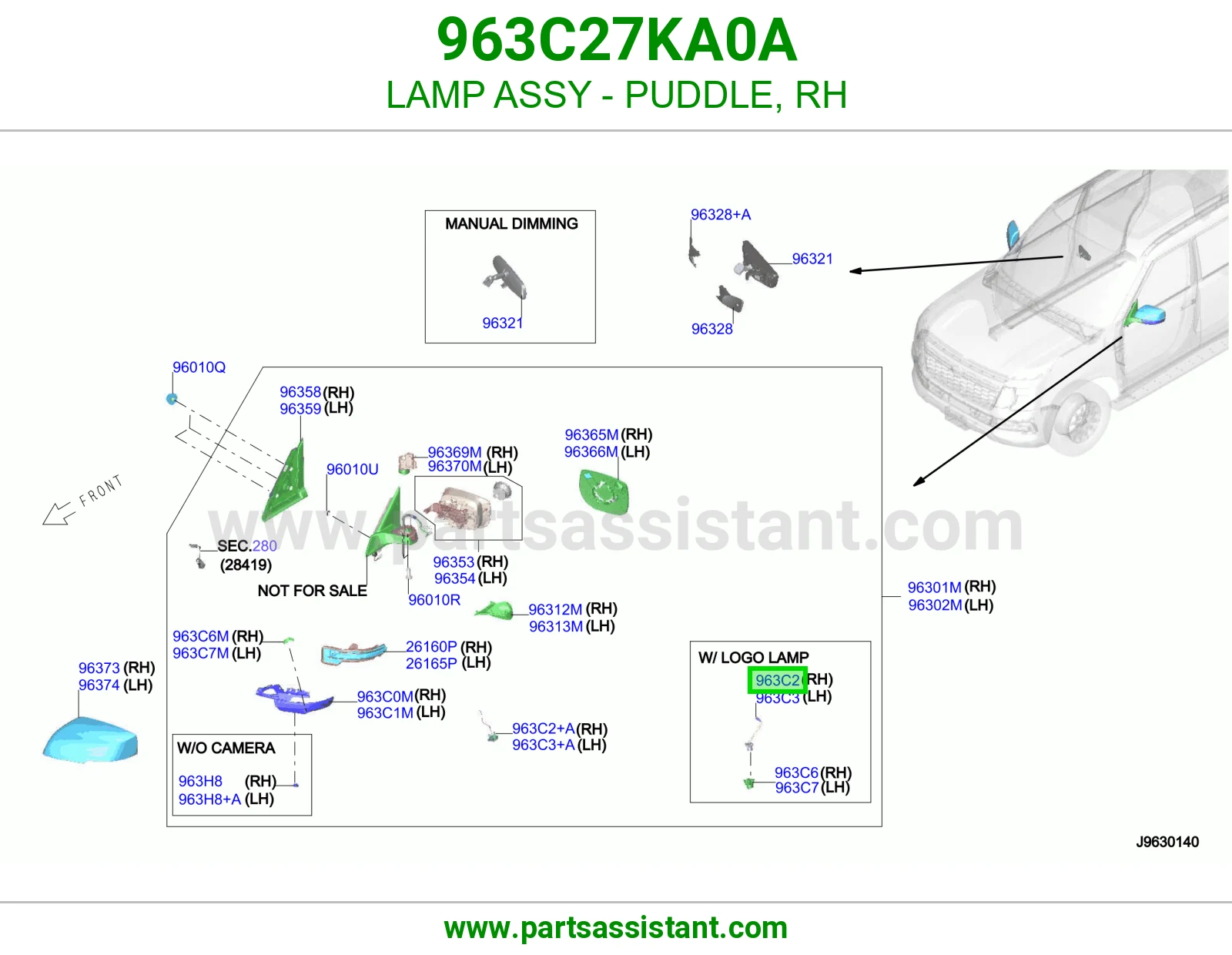 لمبة أرضية يمين كاملة 963C27KA0A