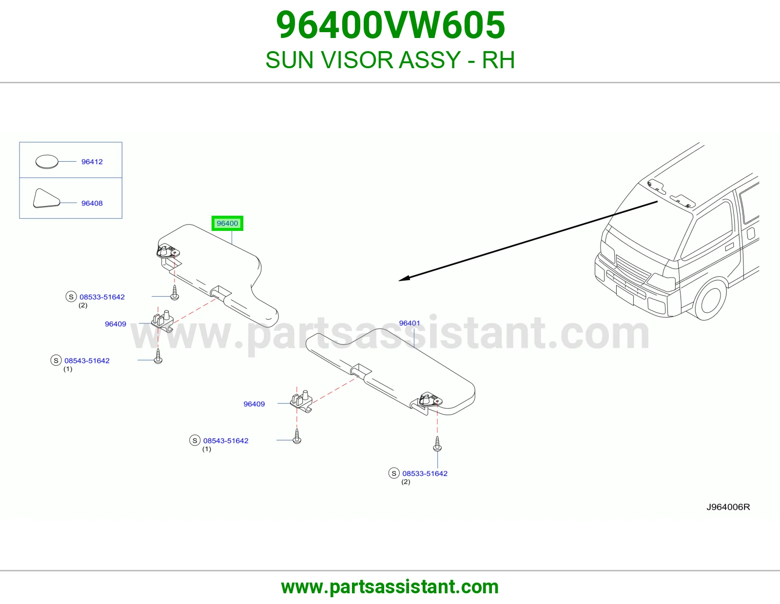 شماسه امامي يمين 96400VW605
