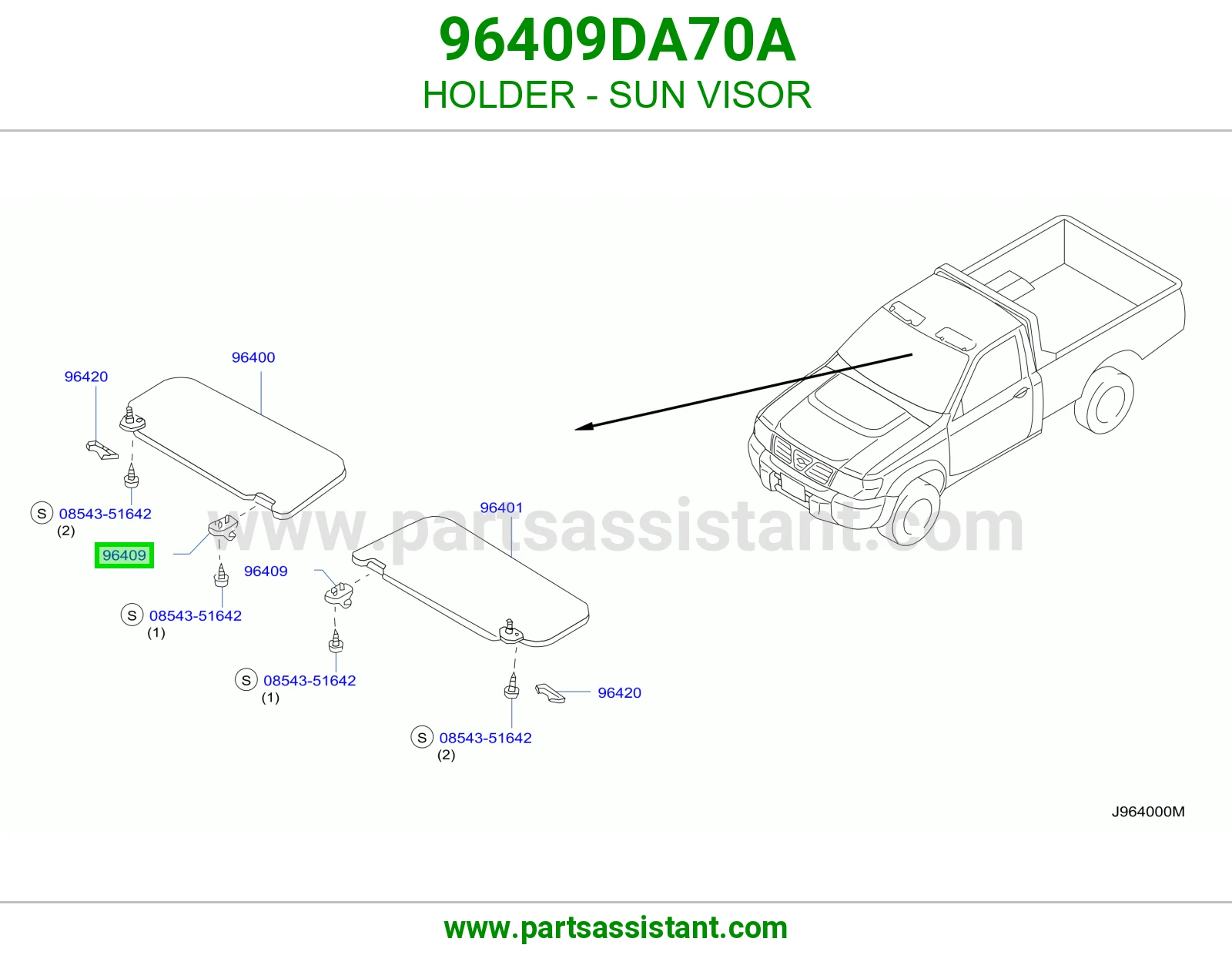 HOLDER - SUN VISOR 96409DA70A