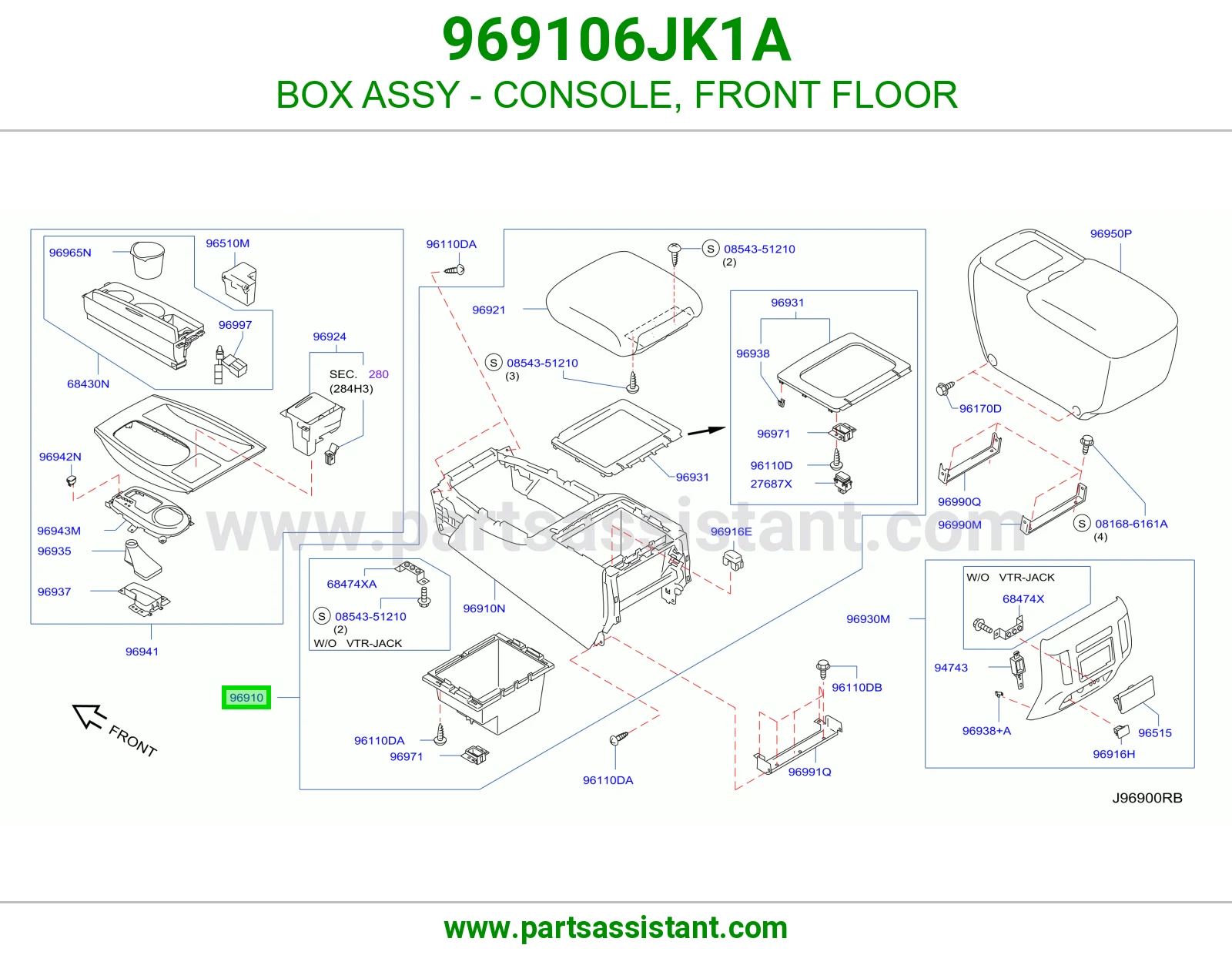 علبة كونسول أرضية أمامية كاملة 969106JK1A