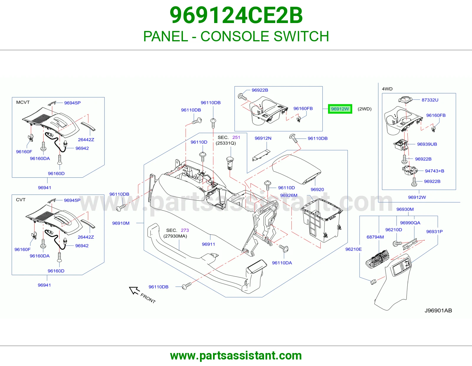 PANEL - CONSOLE SWITCH 969124CE2B