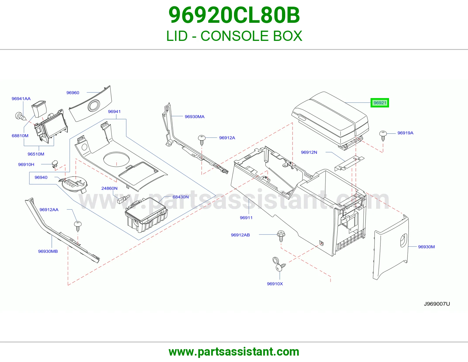 LID - CONSOLE BOX 96920CL80B