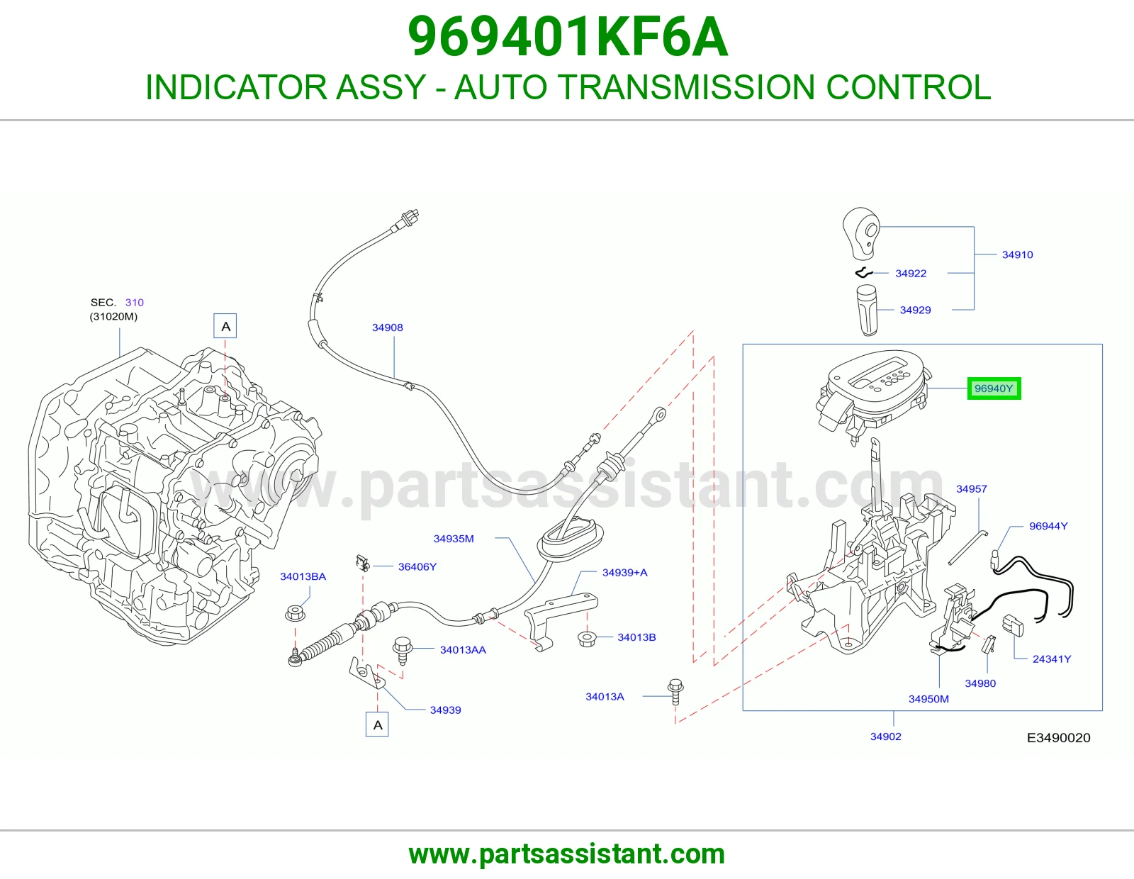 INDICATOR ASSY - AUTO TRANSMISSION CONTROL 969401KF6A