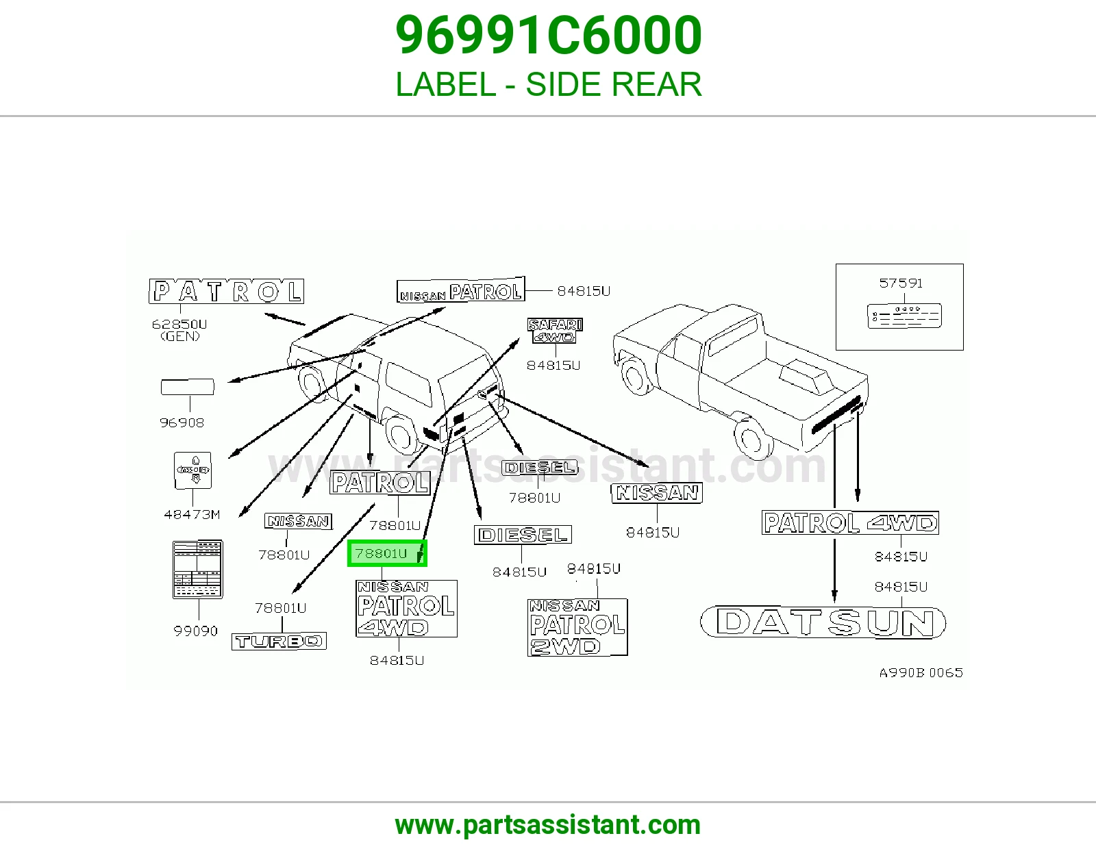 LABEL - SIDE REAR 96991C6000