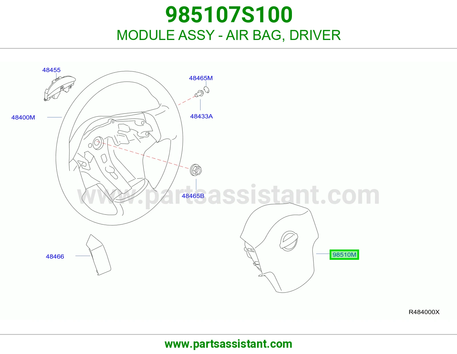 MODULE ASSY - AIR BAG, DRIVER 985107S100
