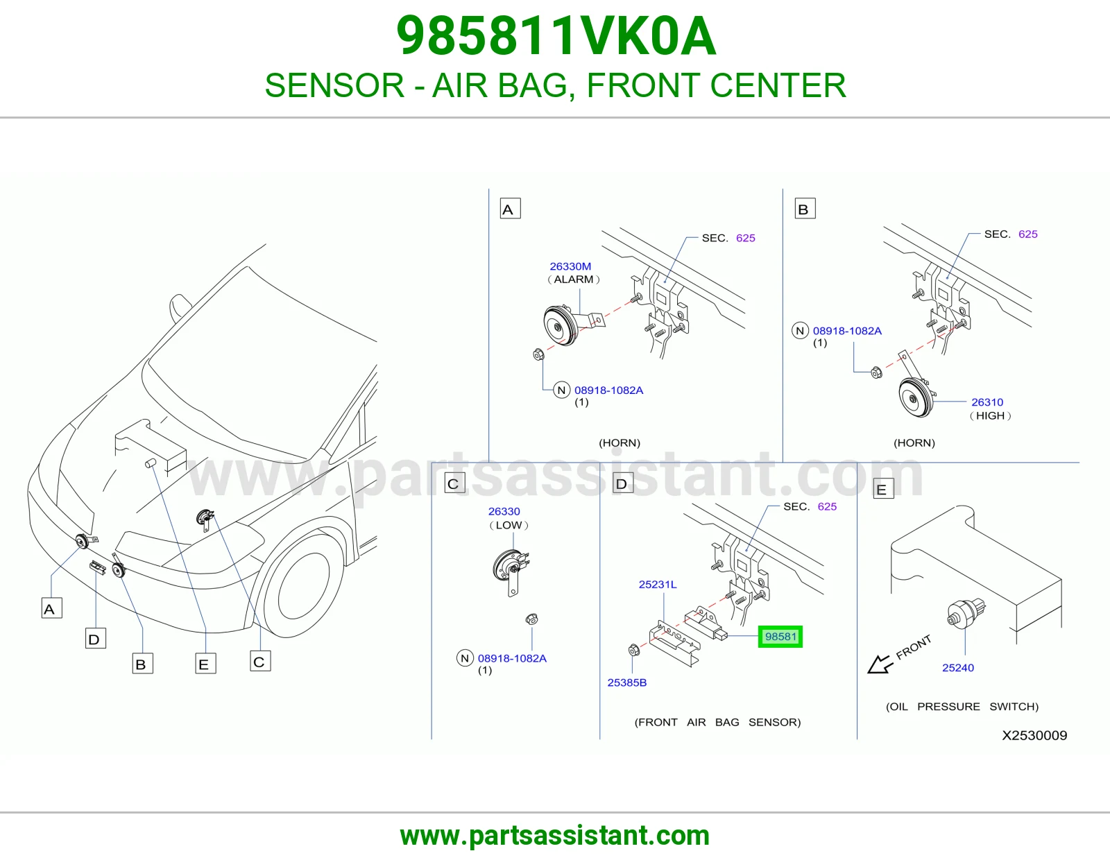 SENSOR - AIR BAG, FRONT CENTER 985811VK0A
