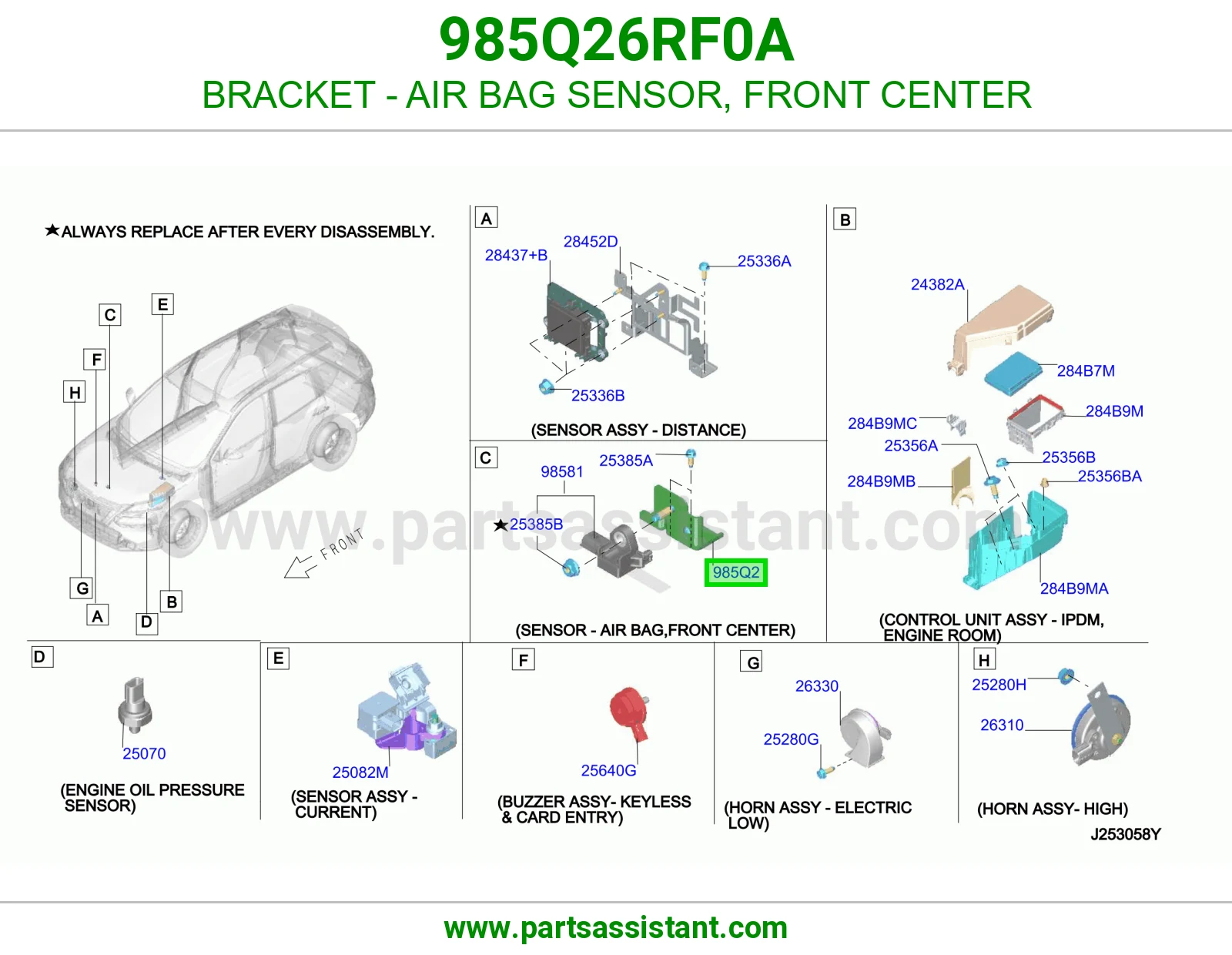 قاعدة حساس ايرباق أمامي وسط 985Q26RF0A