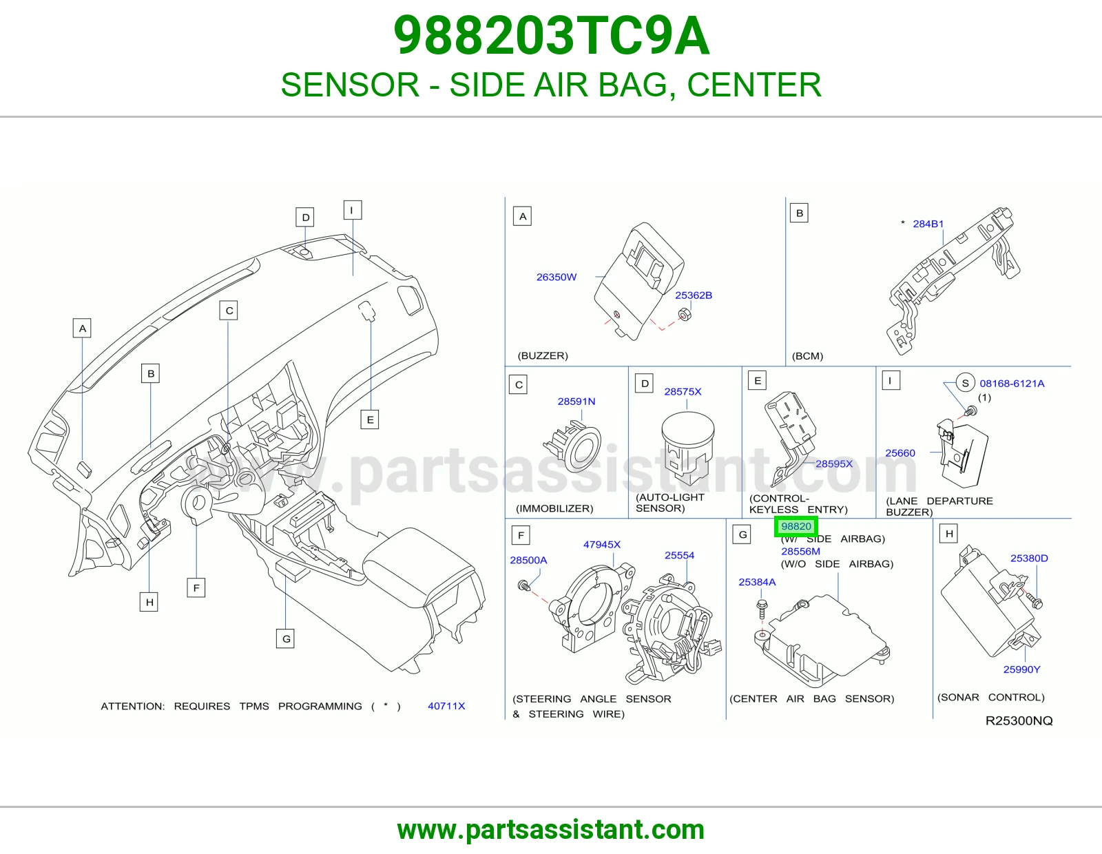 حساس ايرباق جانبي وسط 988203TC9A