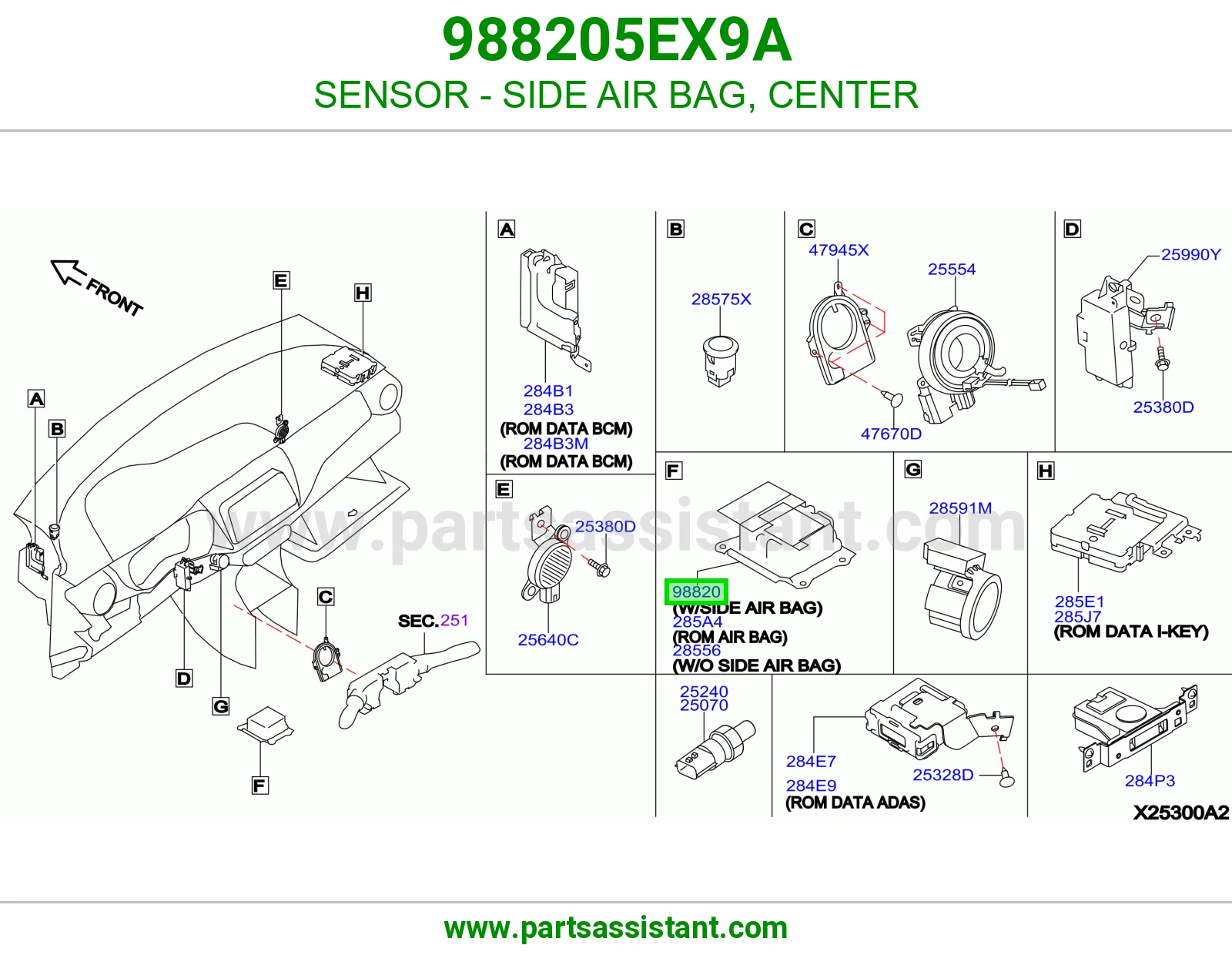 حساس ايرباق جانبي وسط 988205EX9A
