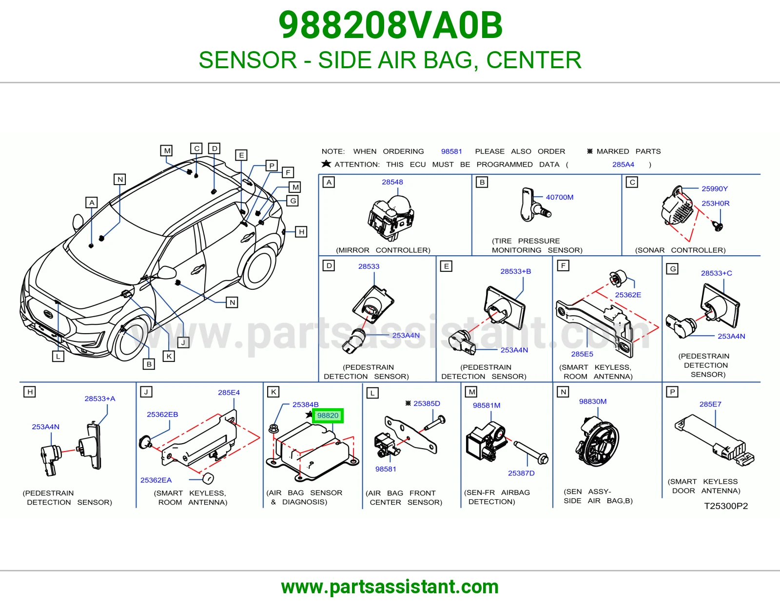 حساس ايرباق جانبي وسط 988208VA0B