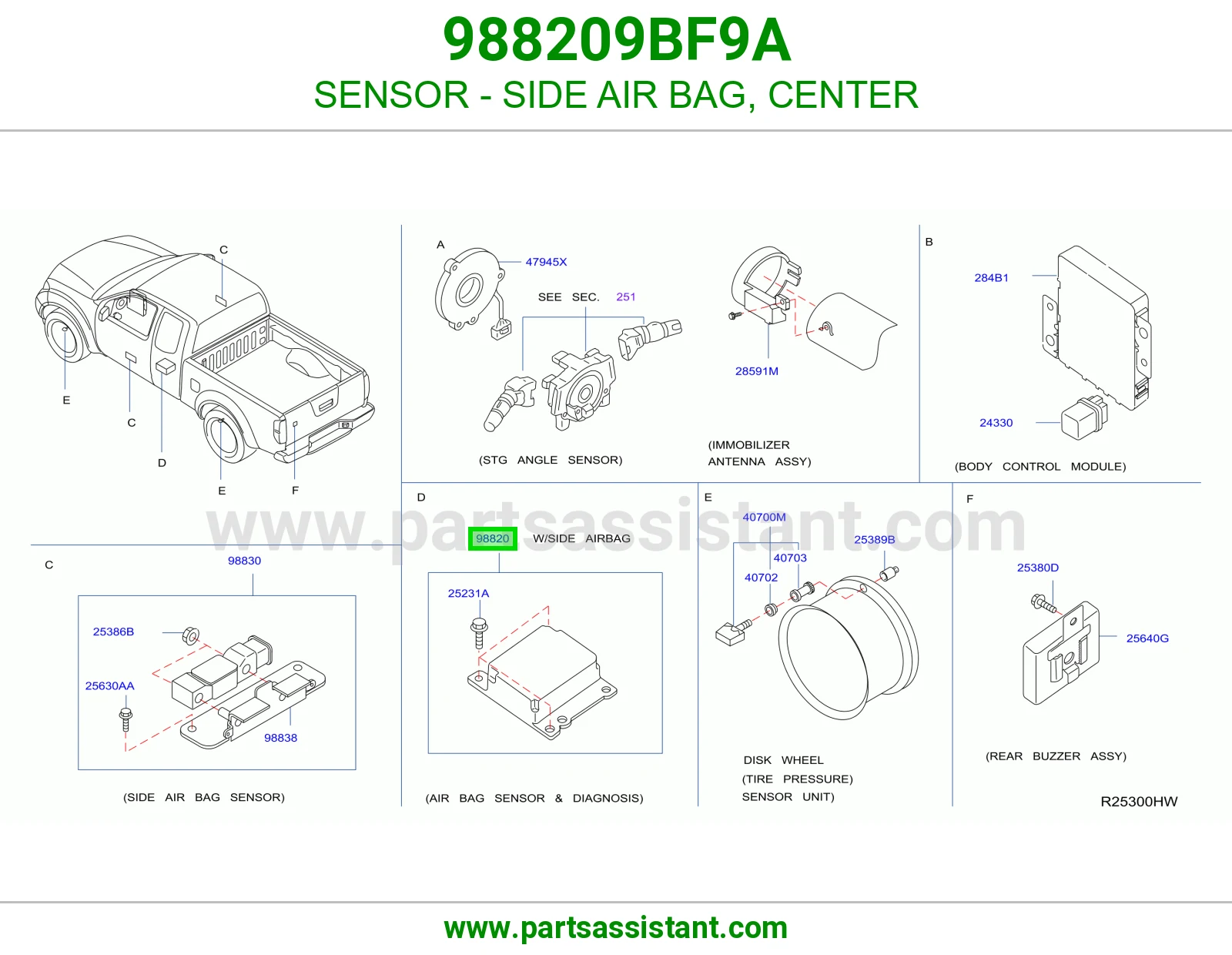 حساس ايرباق جانبي وسط 988209BF9A