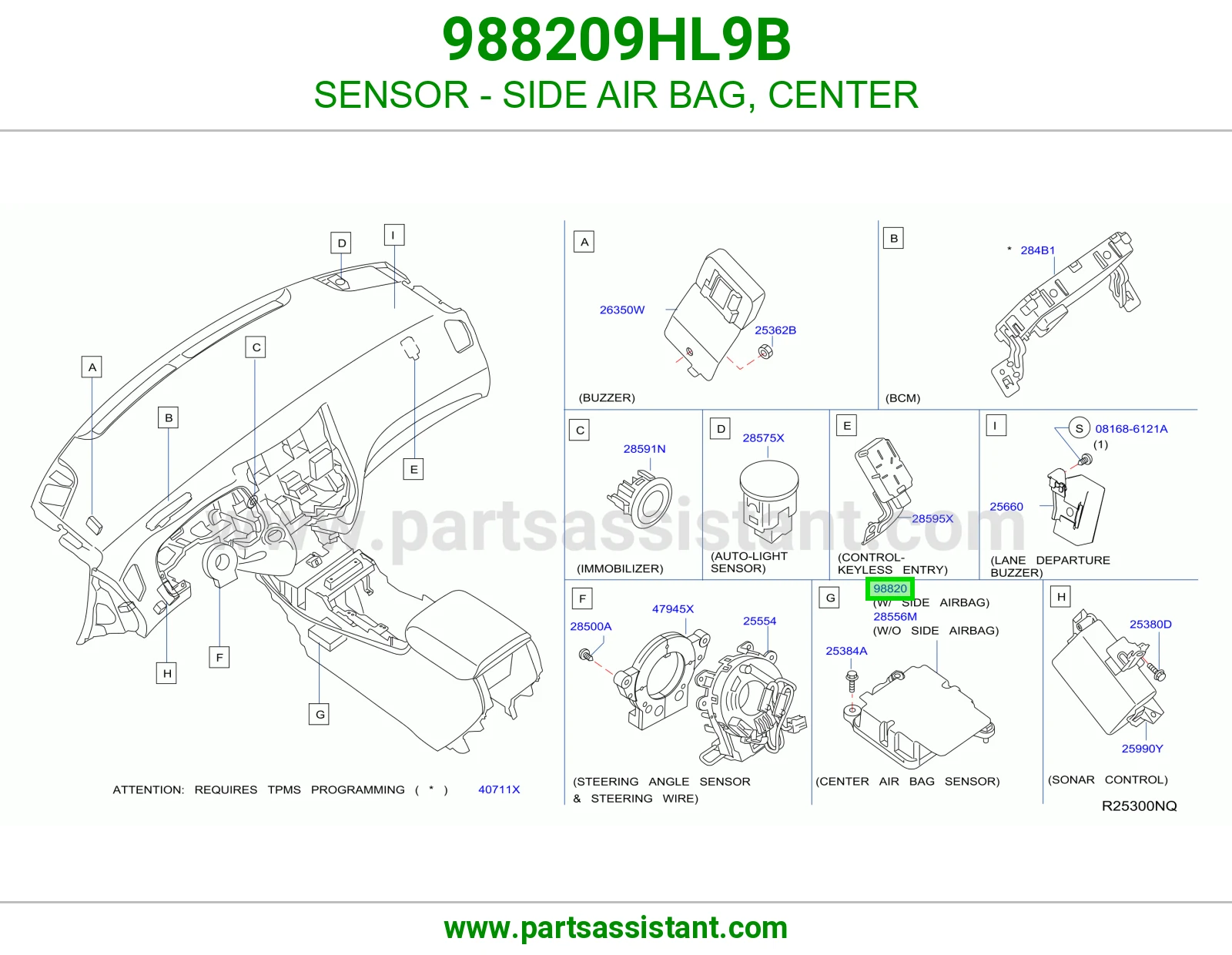 حساس ايرباق جانبي وسط 988209HL9B