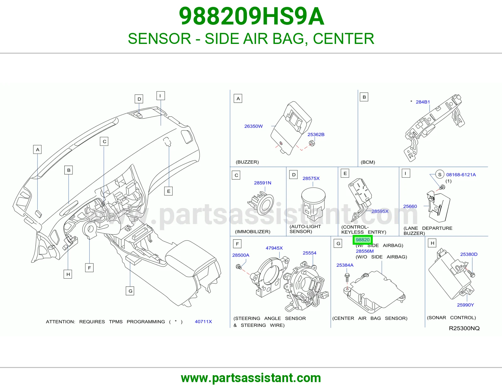 حساس ايرباق جانبي وسط 988209HS9A