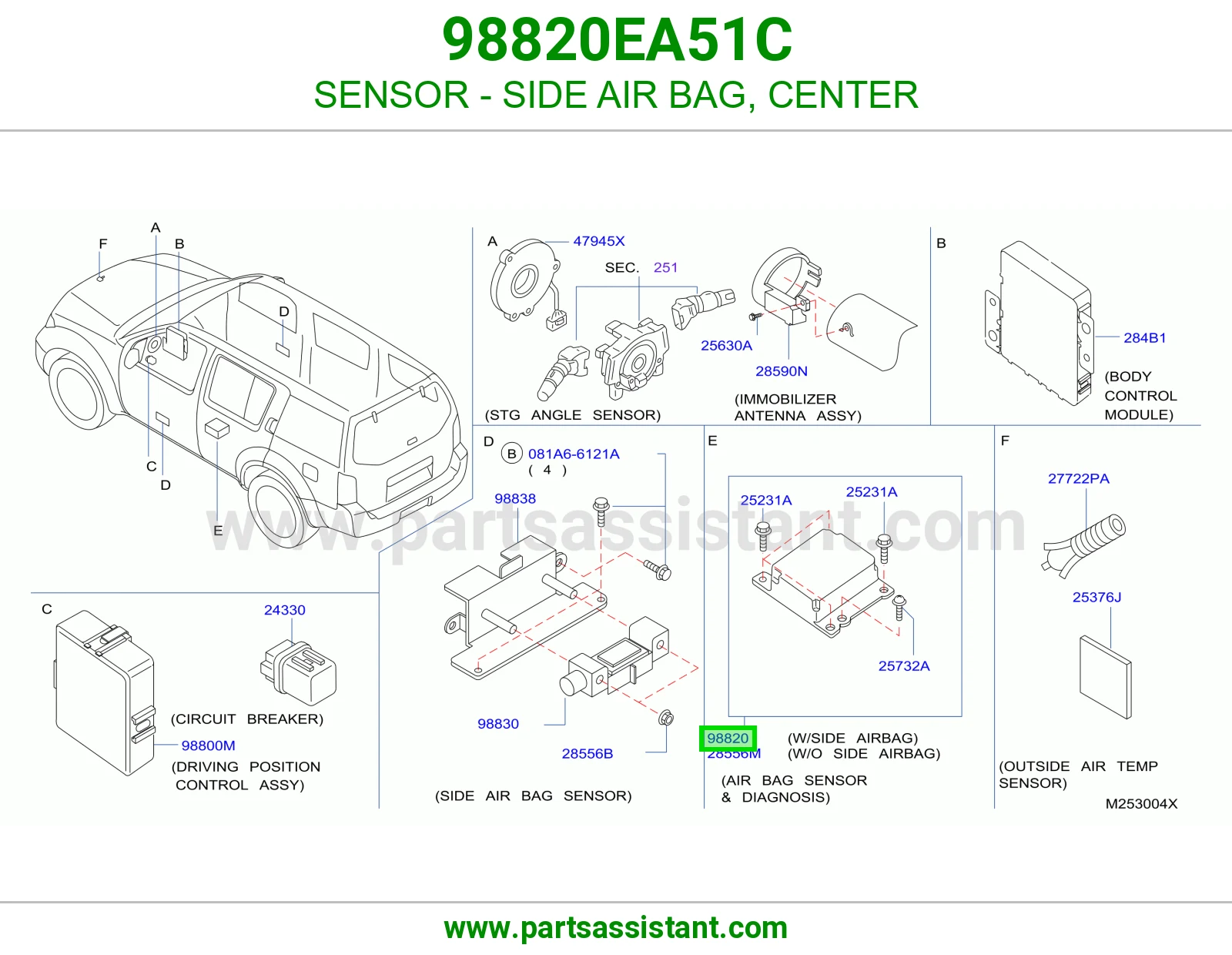 حساس ايرباق جانبي وسط 98820EA51C