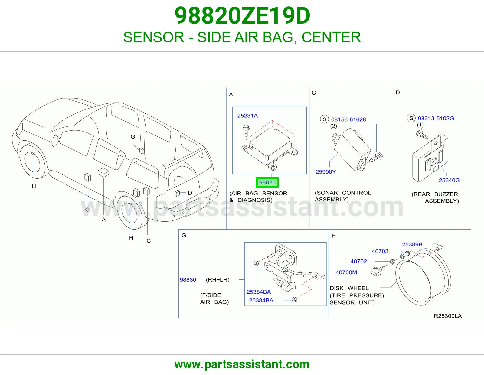 حساس ايرباق جانبي وسط 98820ZE19D