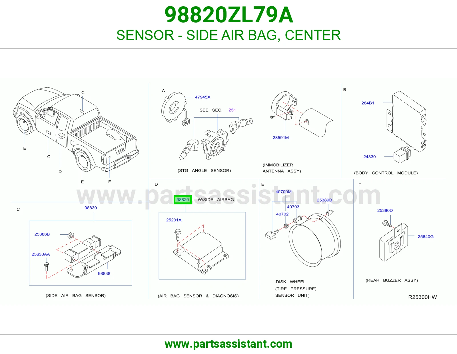 حساس ايرباق جانبي وسط 98820ZL79A