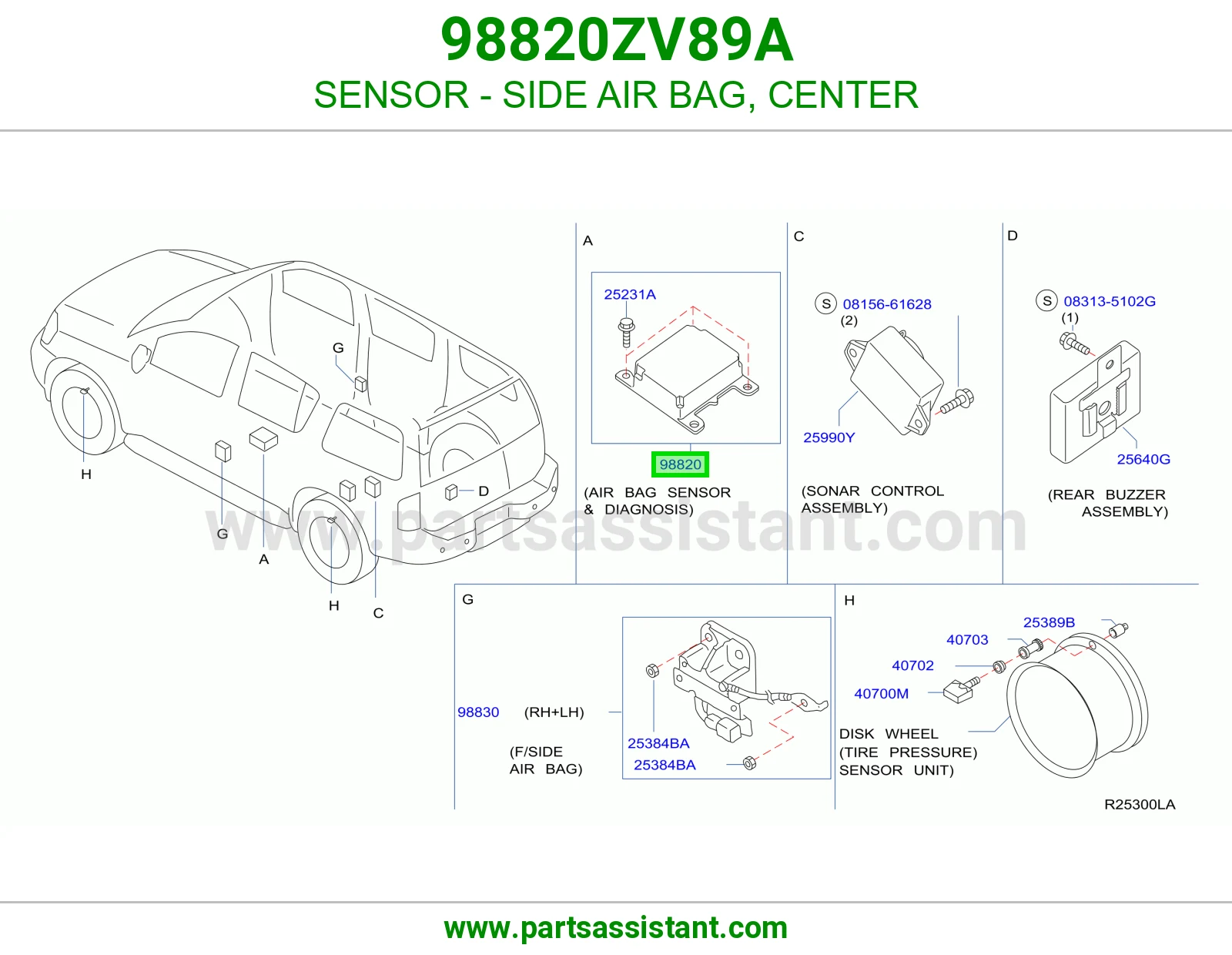 حساس ايرباق جانبي وسط 98820ZV89A