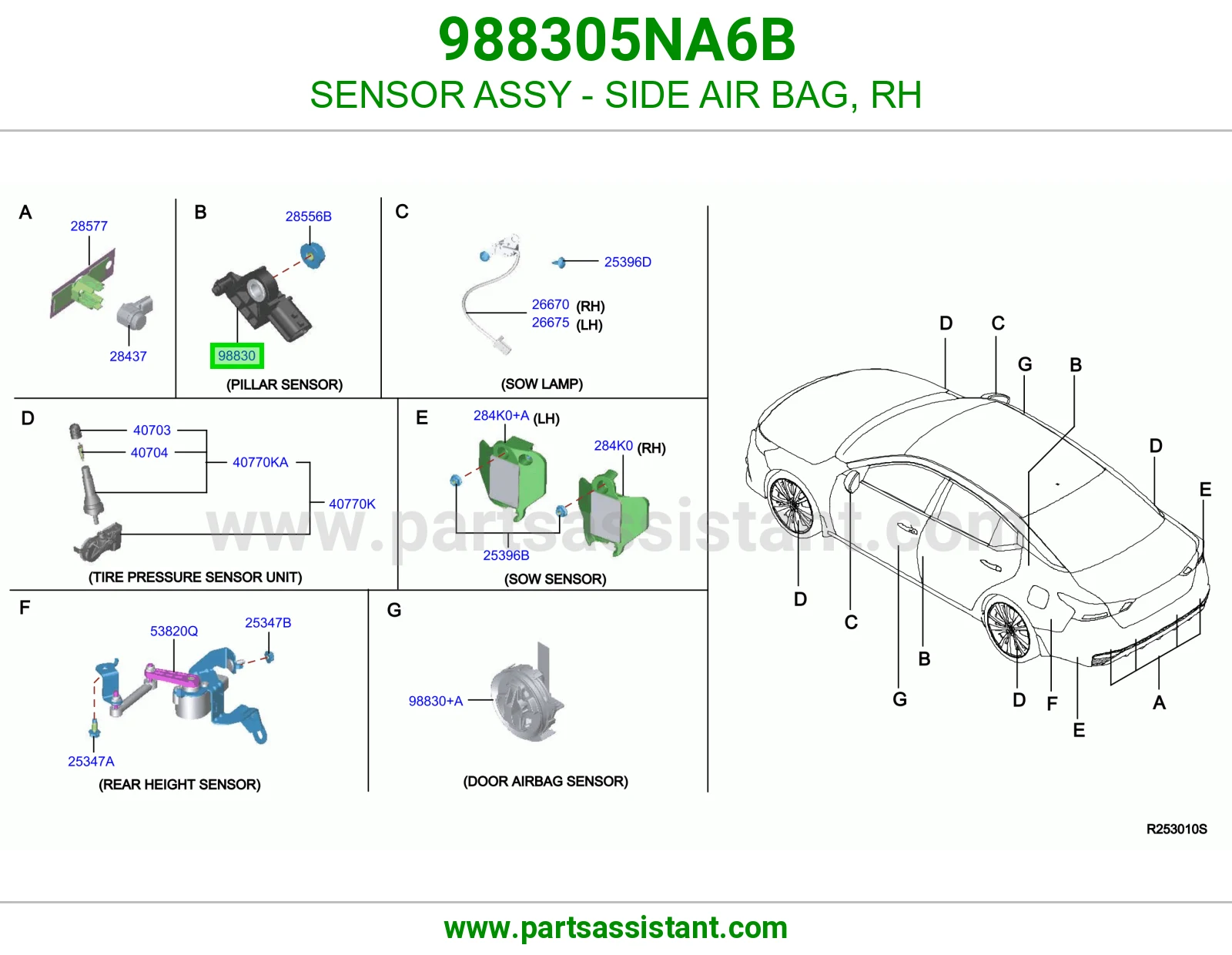 حساس ايرباق جانبي يمين كامل 988305NA6B